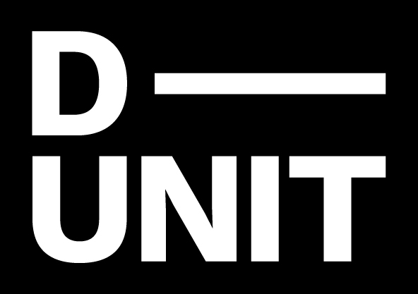 D Unit logo white stacked