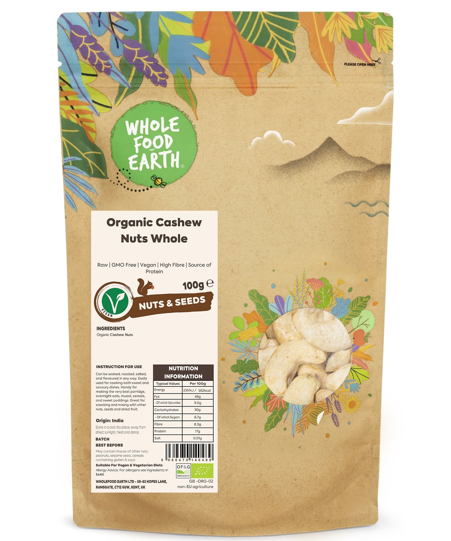 Organic Cashew Nuts Whole