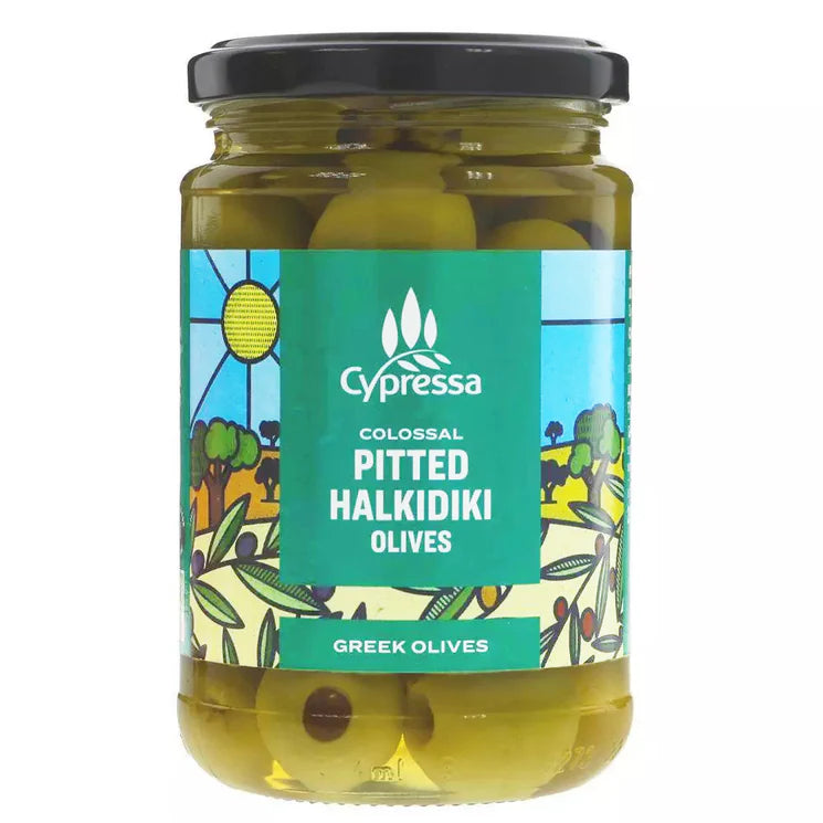 Pitted Colossal Halkidiki Olives in Brine - Cypressa - 315g