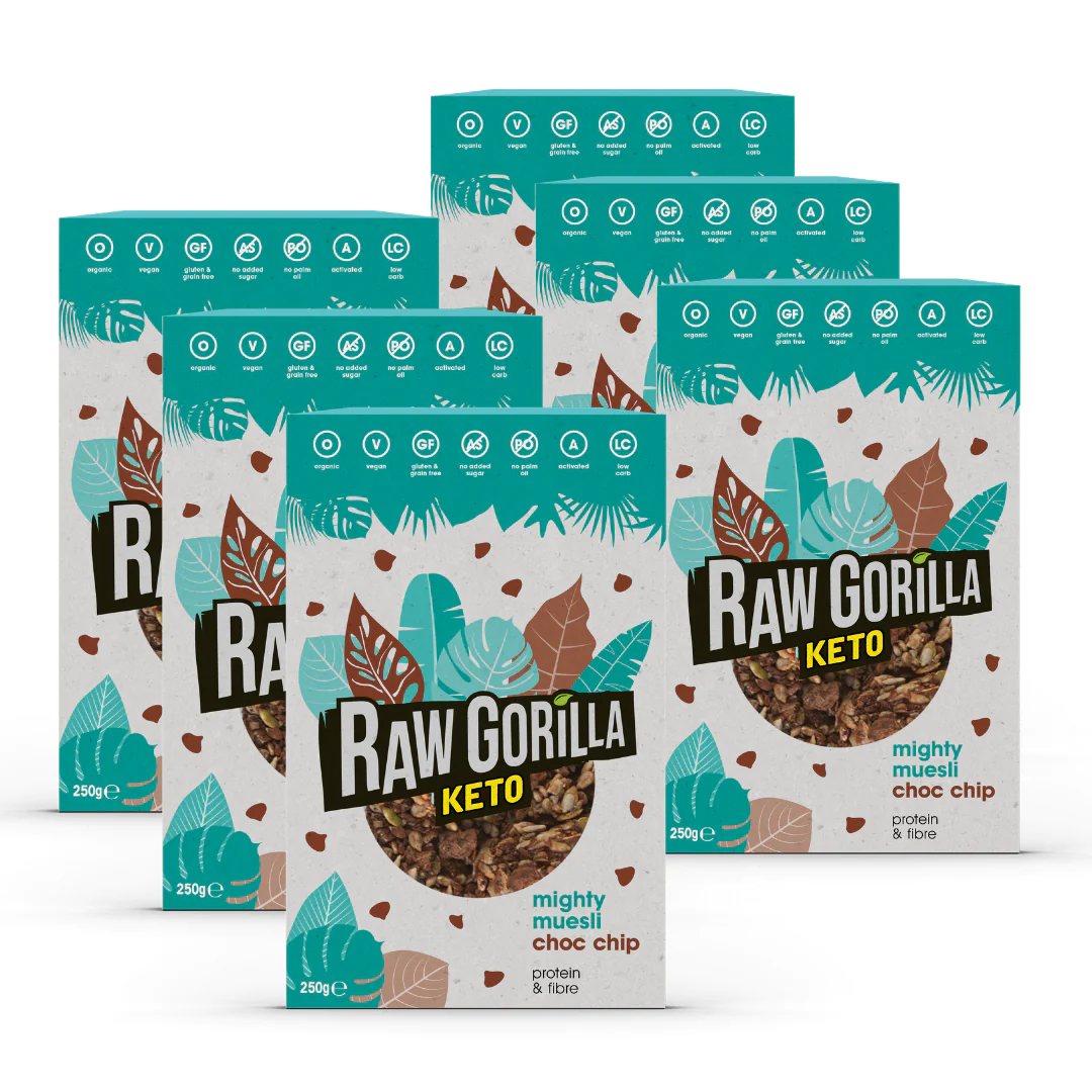 Organic Mighty Muesli Chocolate Chip Keto - - Raw Gorilla 6 Pack