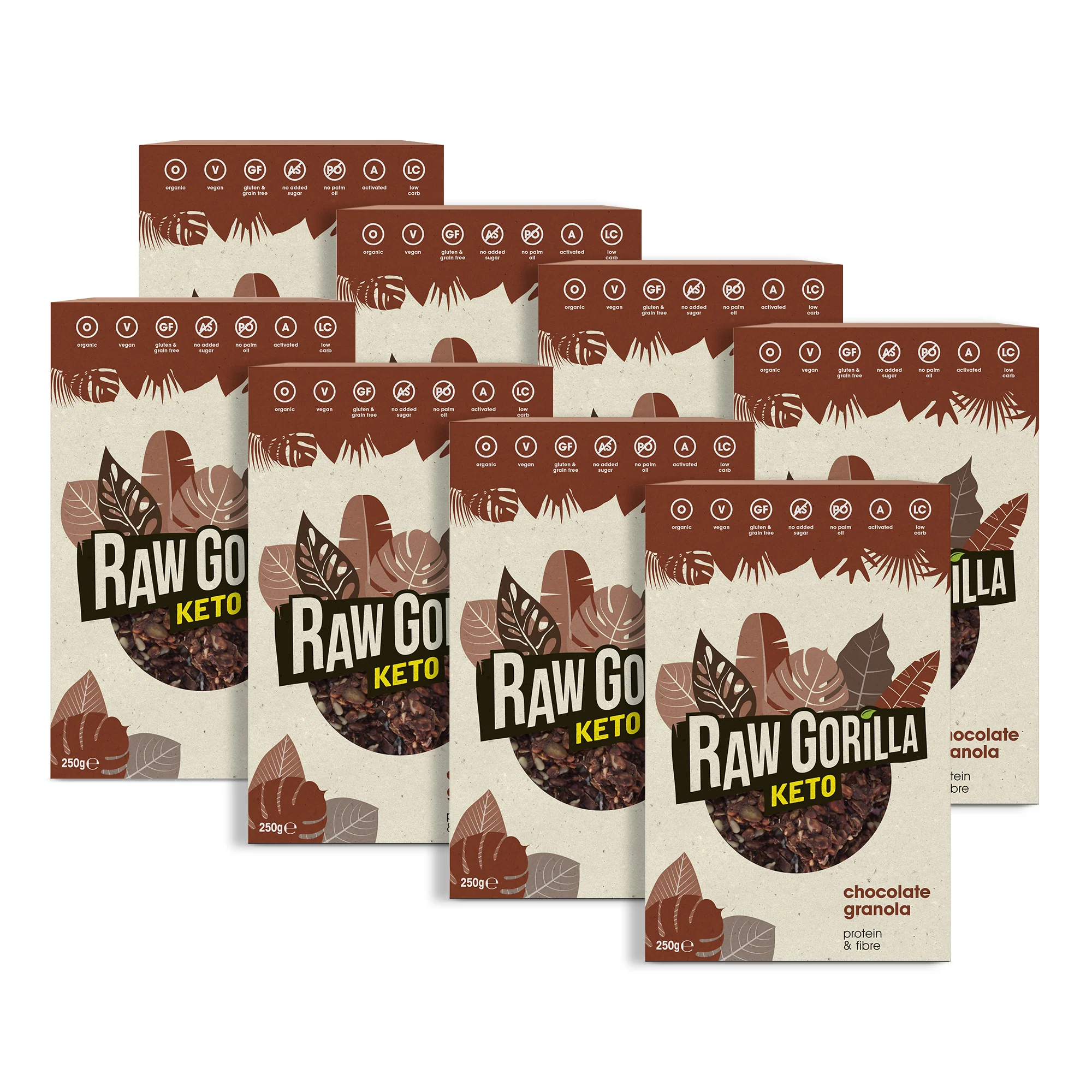 Organic Chocolate Granola Cereal Keto - - Raw Gorilla 8 pack