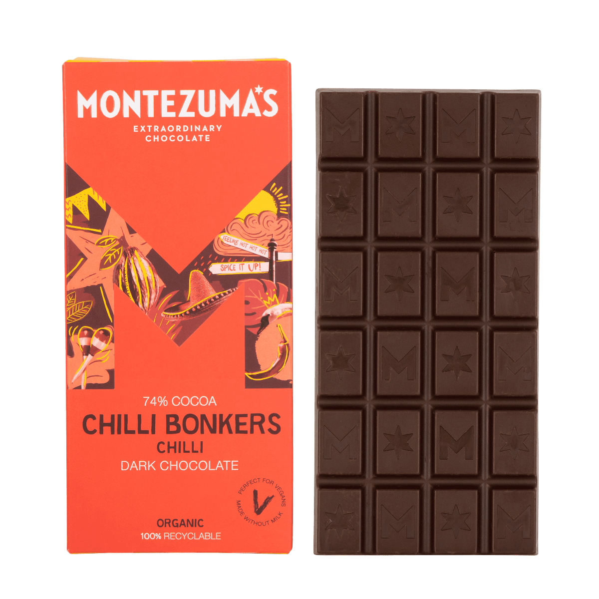 Montezuma's Chilli Bonkers Dark Organic Chocolate Bar - 90g