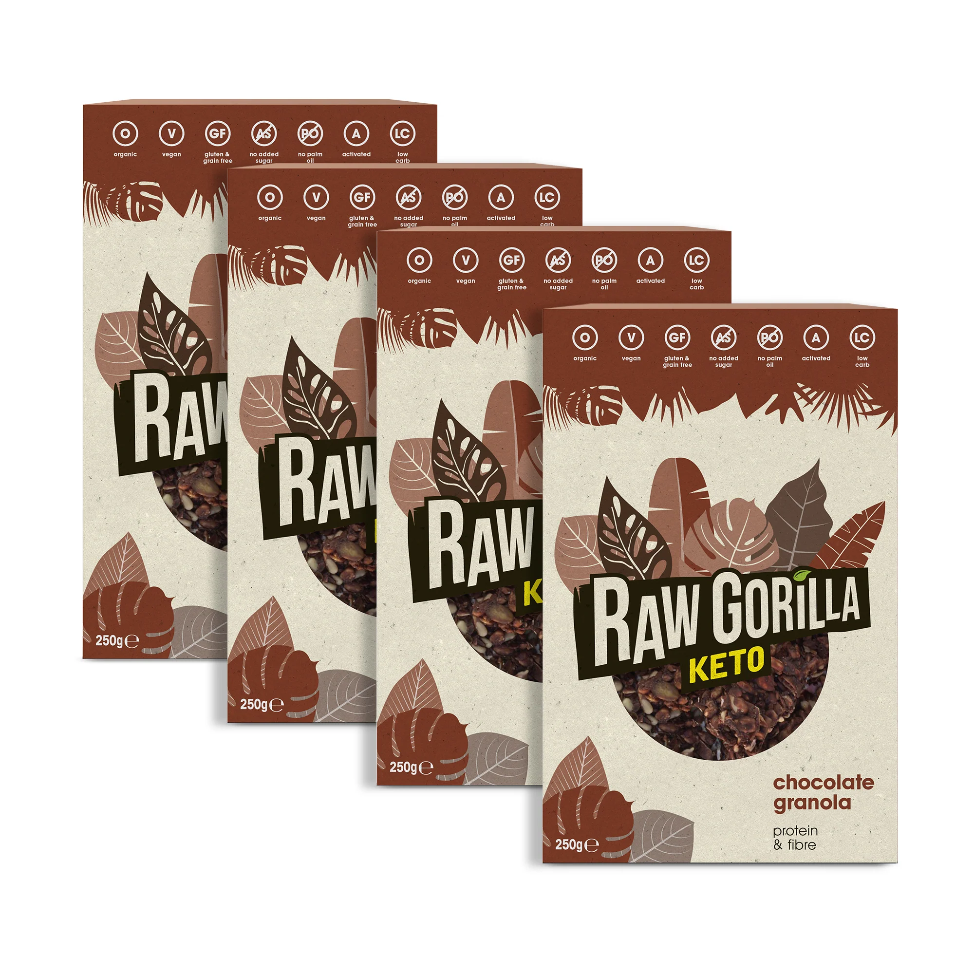 Organic Chocolate Granola Cereal Keto - - Raw Gorilla 4 pack