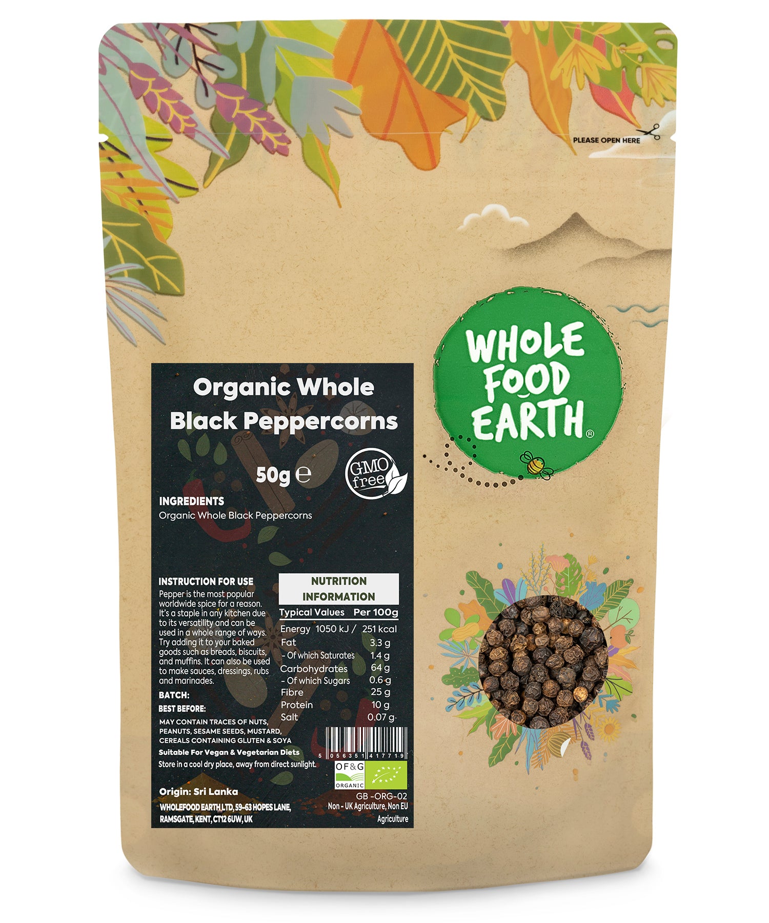 Organic Black Peppercorns Whole