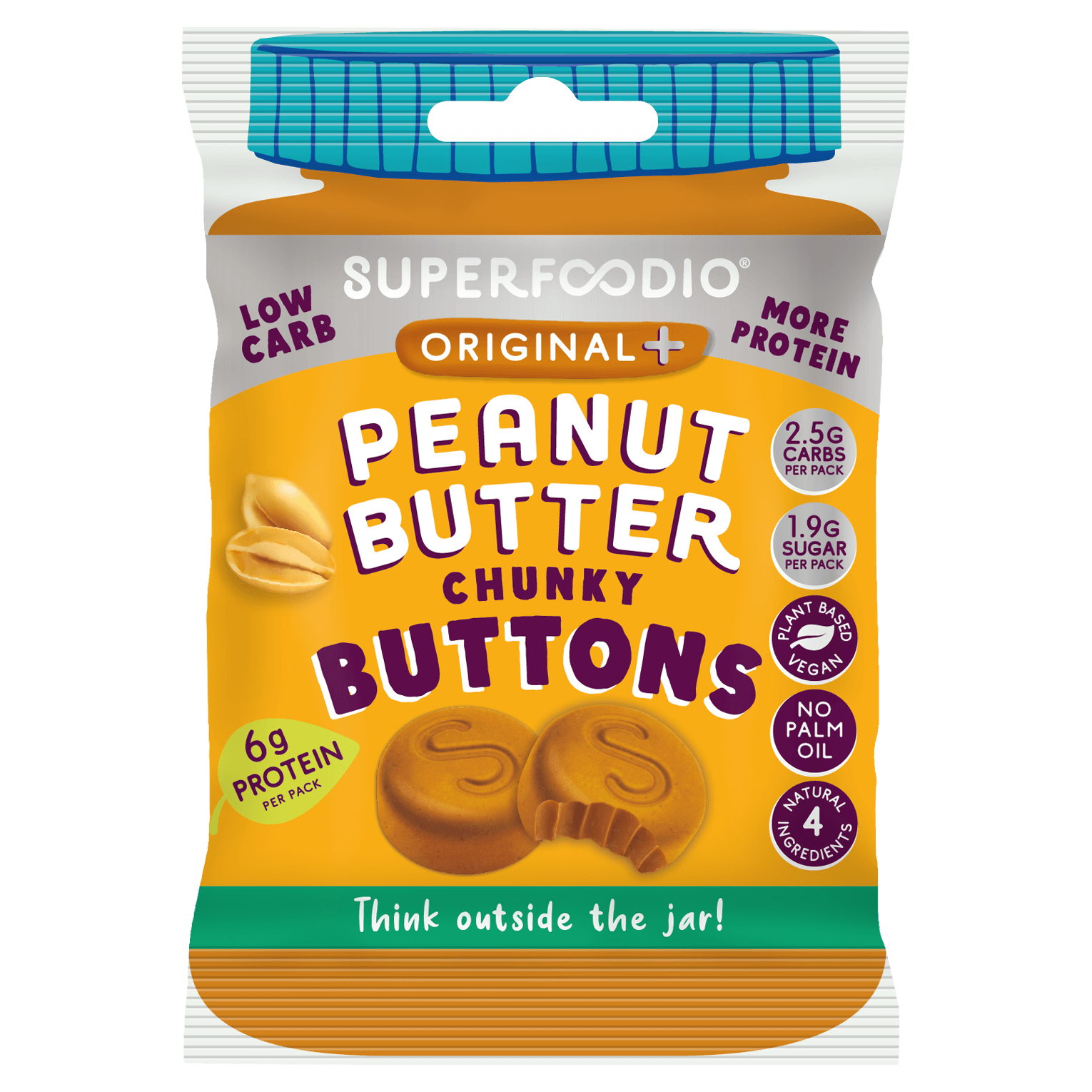 Superfoodio - Original Plus Peanut Butter Buttons Keto Friendly 15 x 20g