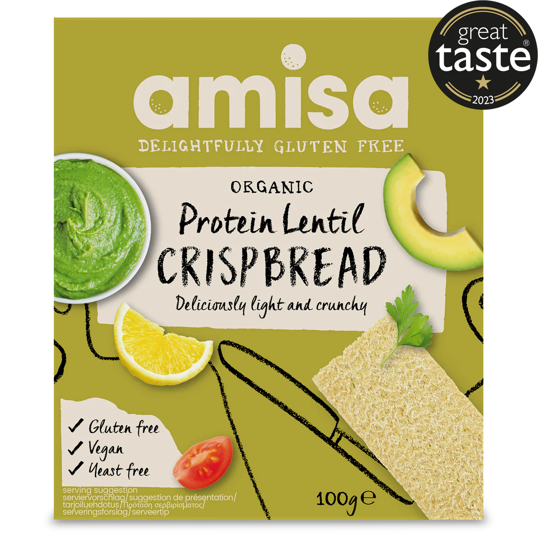 Organic Amisa Protein Lentil Crispbread - 100g - Amisa