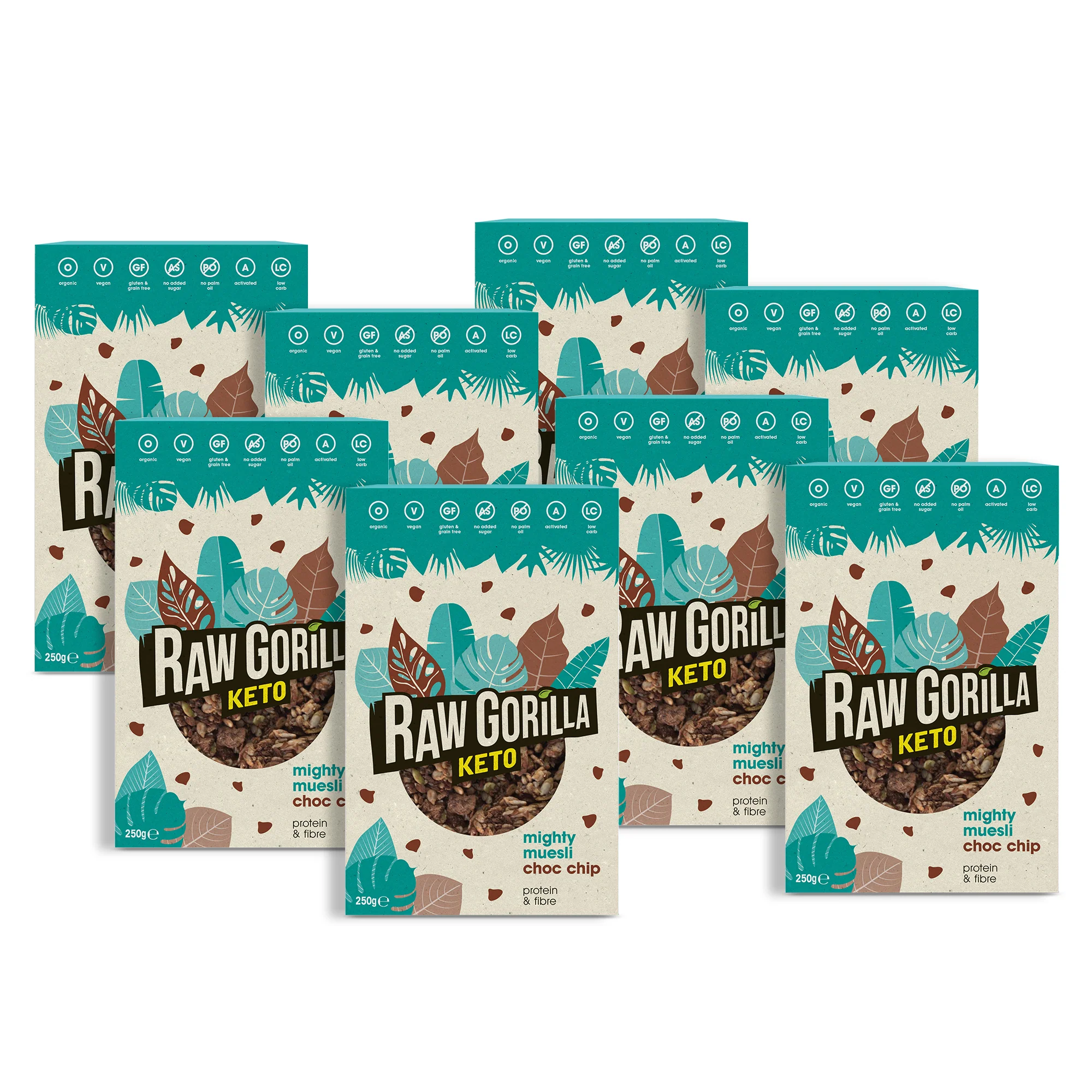 Organic Mighty Muesli Chocolate Chip Keto - - Raw Gorilla 8 Pack