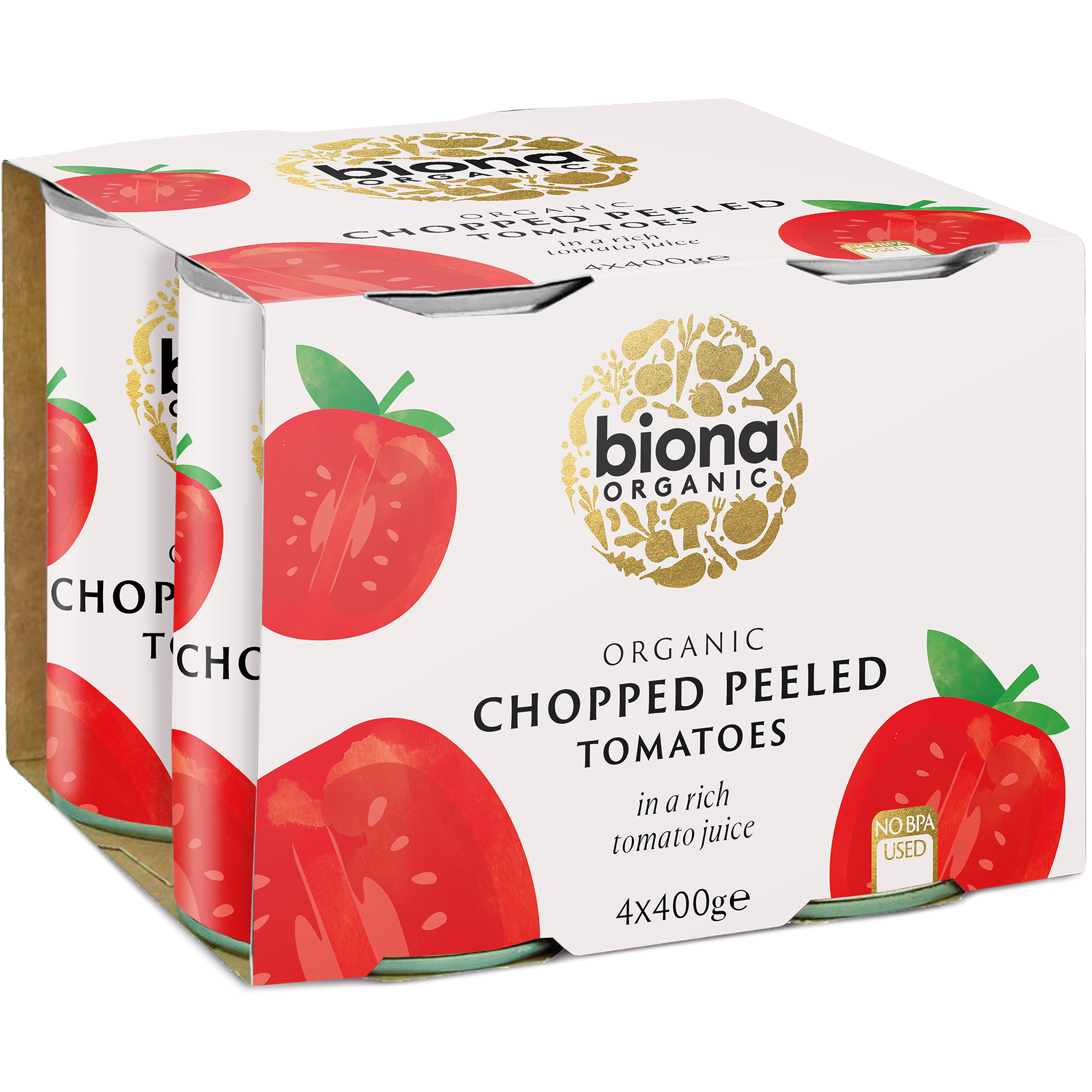 Organic Chopped Tomatoes 4-PACK - 400g - Biona