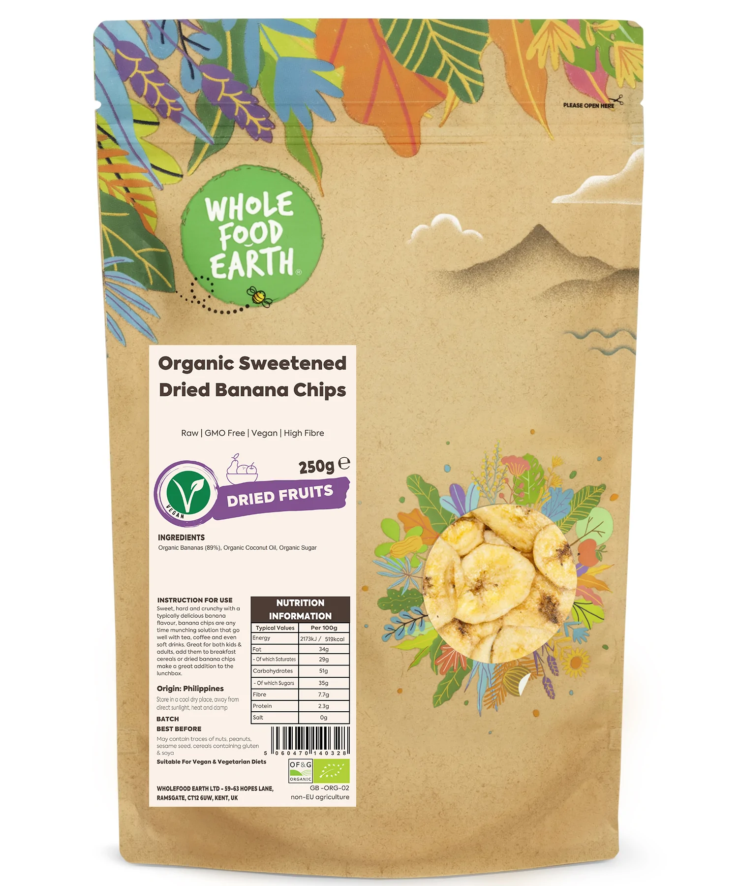 Organic Sweetened Dried Banana Chips