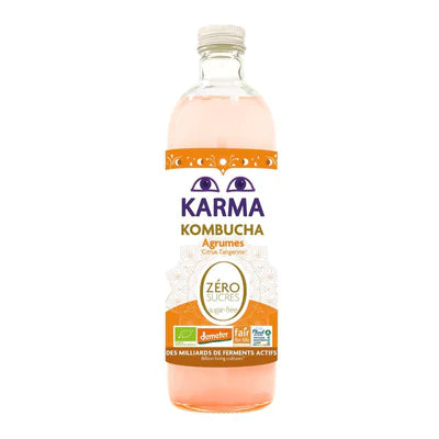 Zero Sugar Citrus Tangerine Kombucha - Karma Kombucha - 750ml