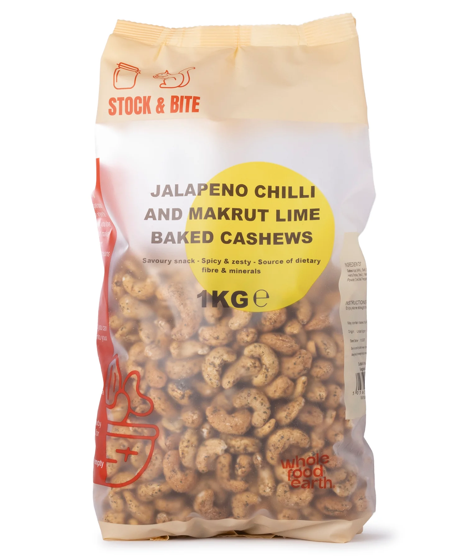 Jalapeno Chilli and Makrut Lime Baked Cashews - Stock & Bite