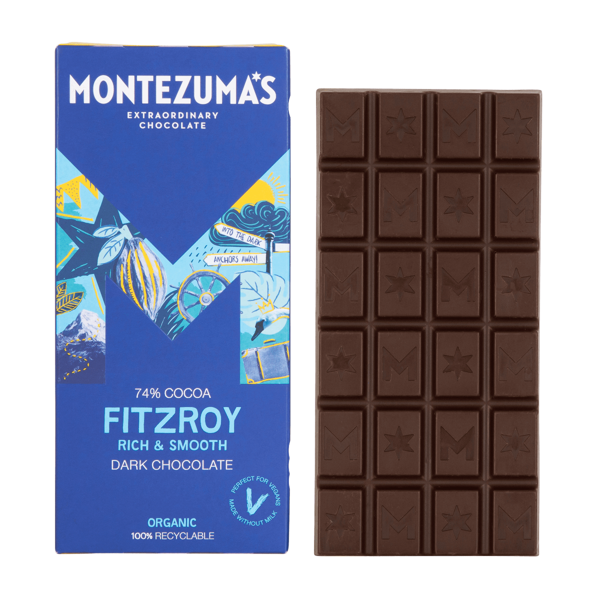 Montezuma's FitzRoy 74% Dark Organic Chocolate - 90g