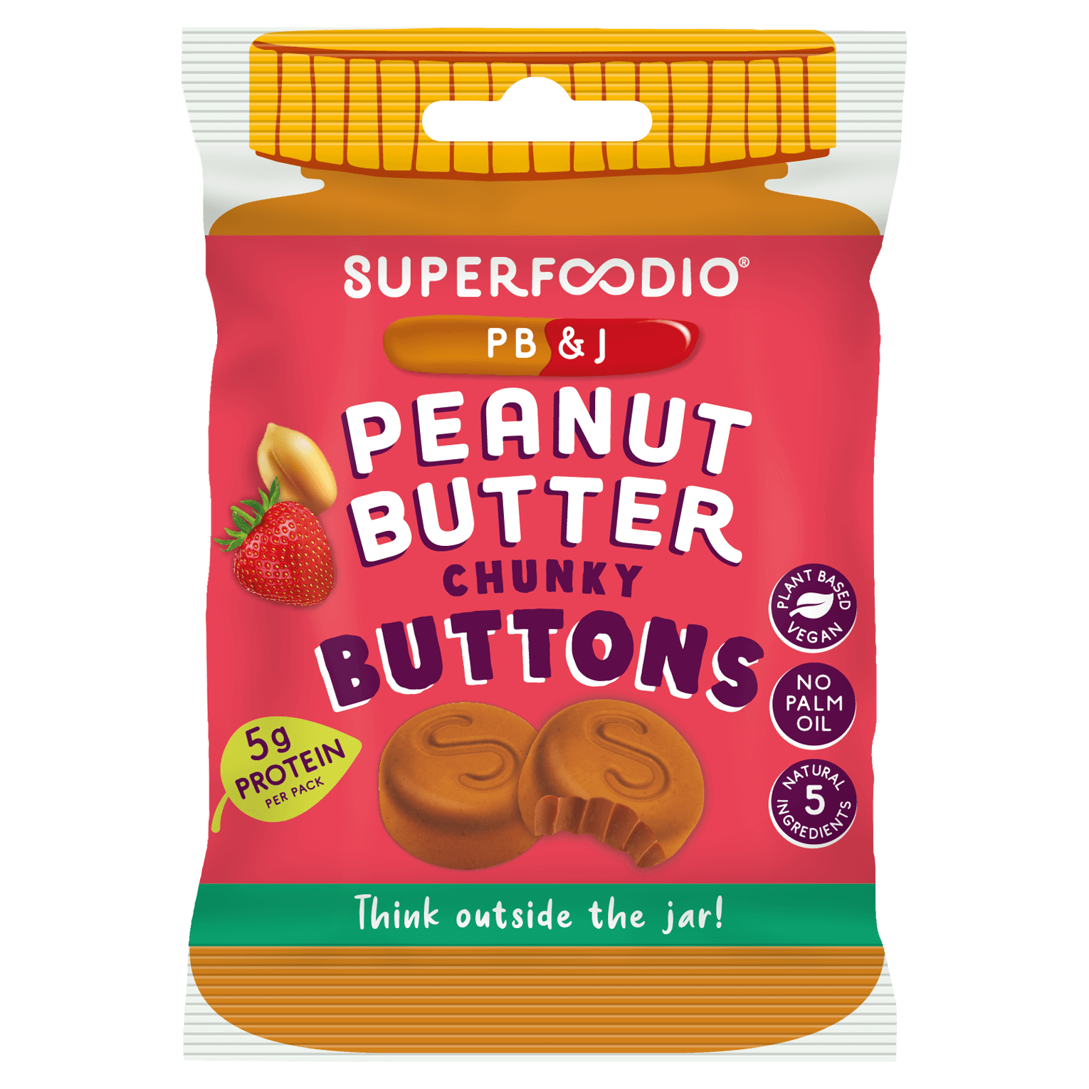 Superfoodio - Peanut Butter & Jam Buttons 15 x 20g
