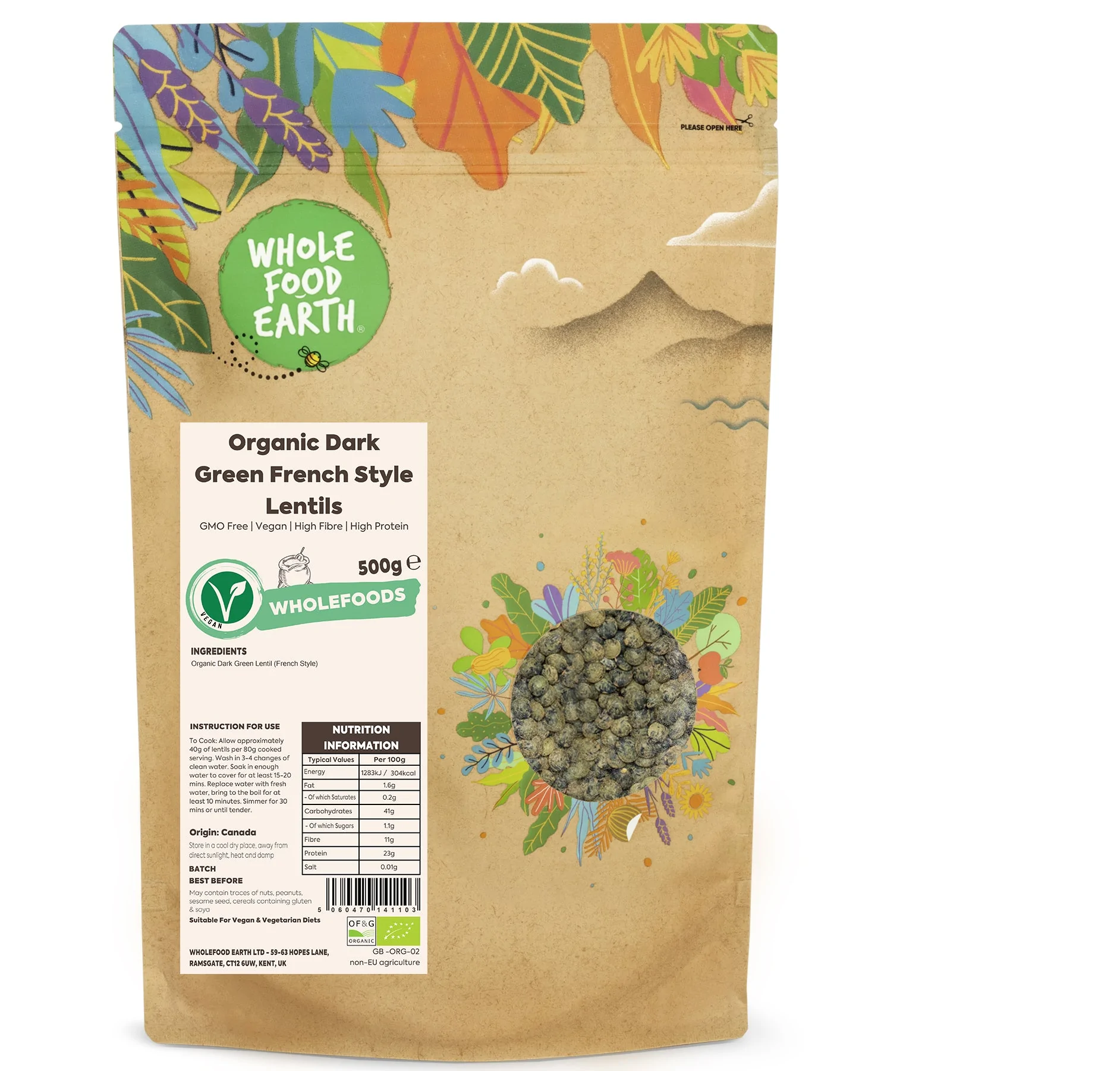 Organic Dark Green French Style Lentils