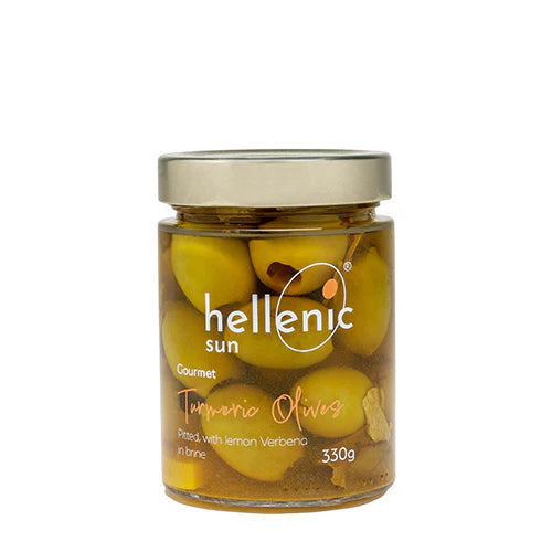 Turmeric Olives Pitted & Lemon Verbena - Hellenic Sun - 330g