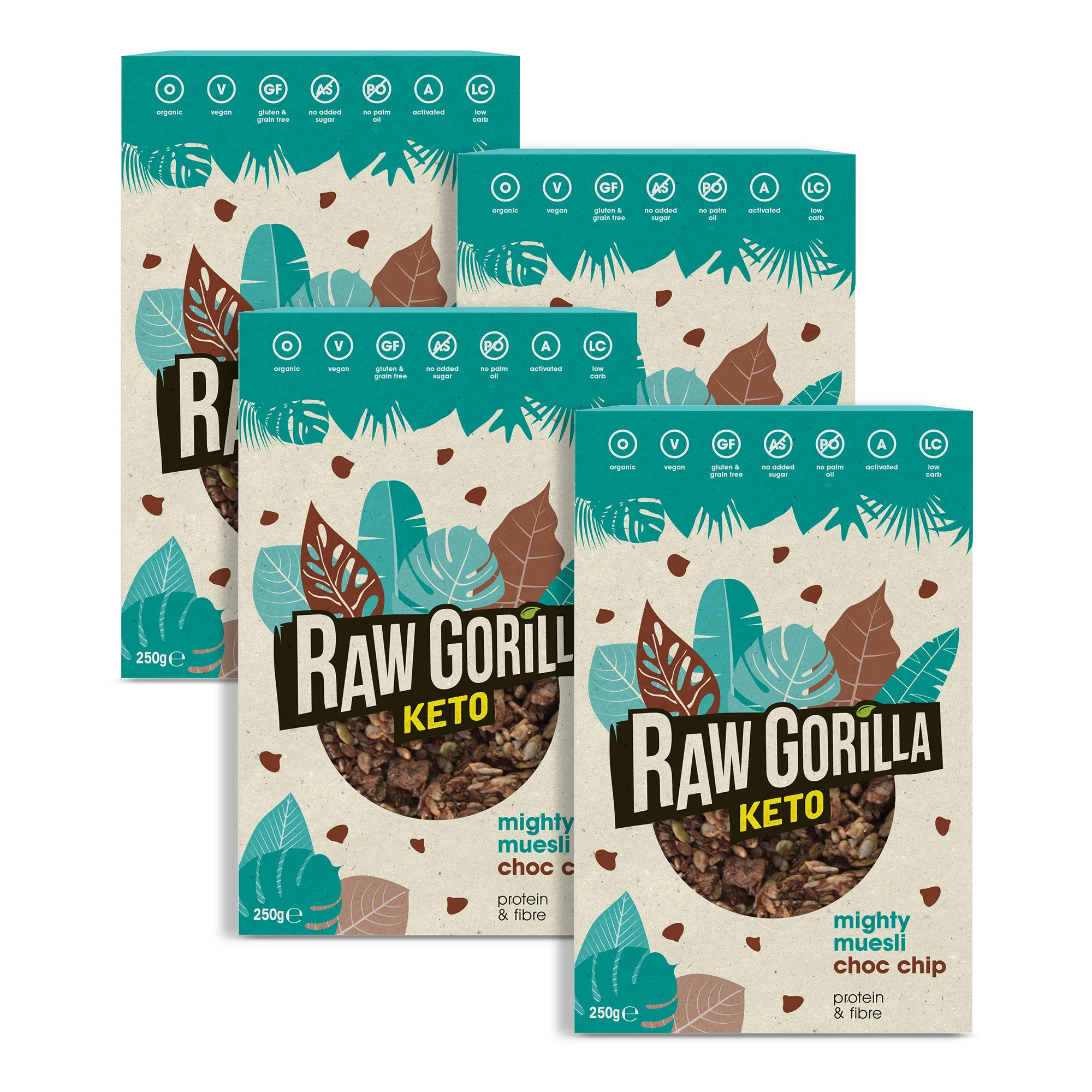 Organic Mighty Muesli Chocolate Chip Keto - - Raw Gorilla 4 Pack