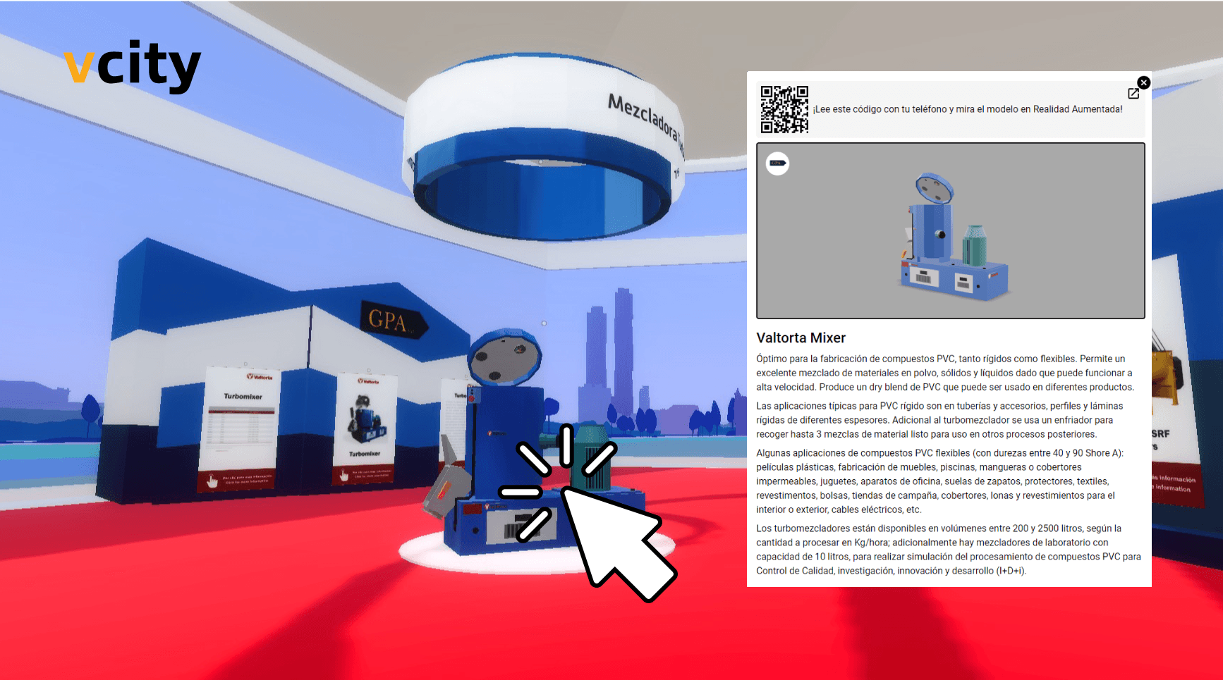 Les visiteurs de votre stand lors de foires et événements commerciaux pourront interagir avec vos produits et obtenir plus d'informations à leur sujet dans votre Showroom Virtuel | vcity.io