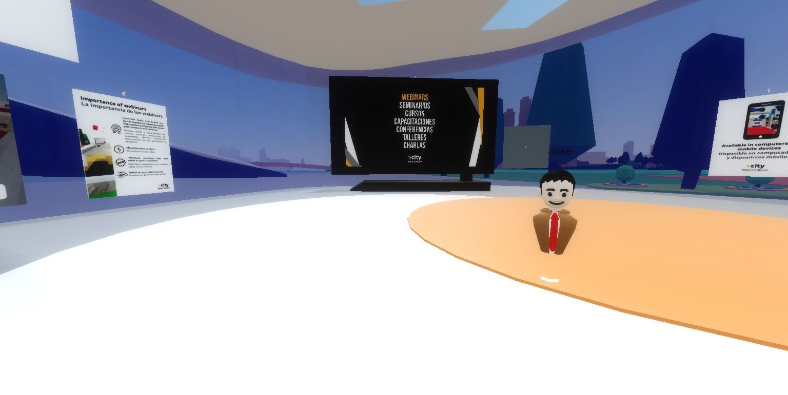 Exemple de salle de webinaire dans le showroom virtuel de Vcity | vcity.io