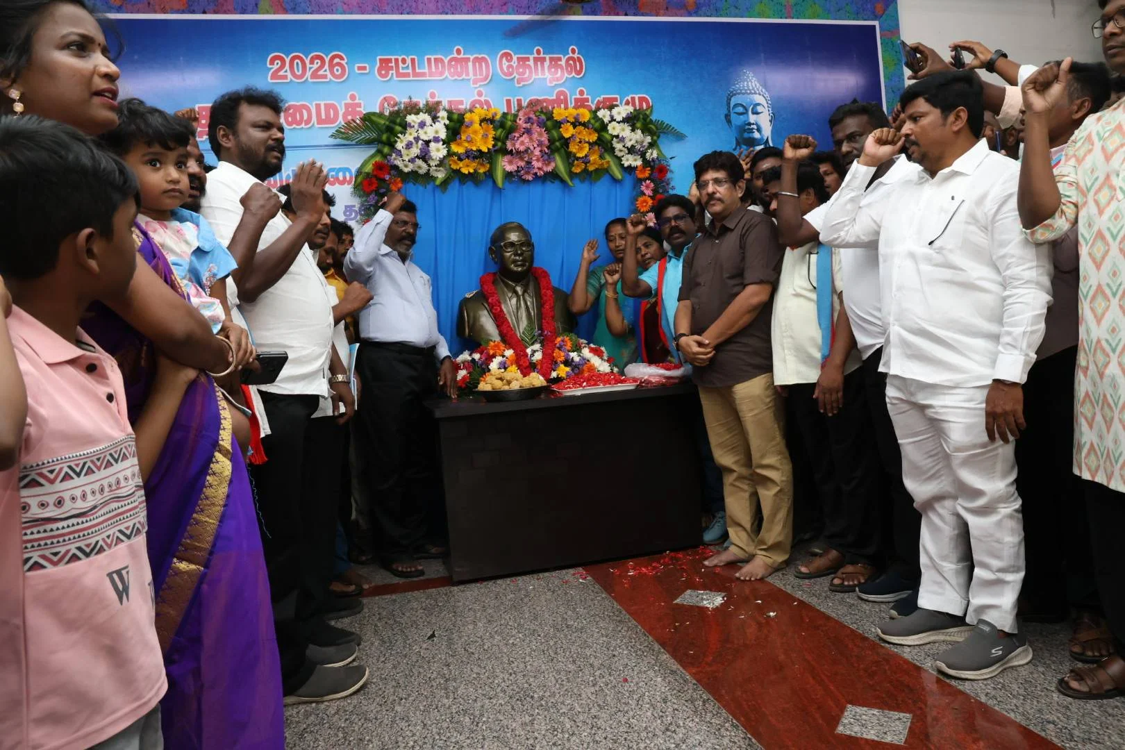 Homage was paid to B. R. Ambedkar at Ambedkar Thidal.