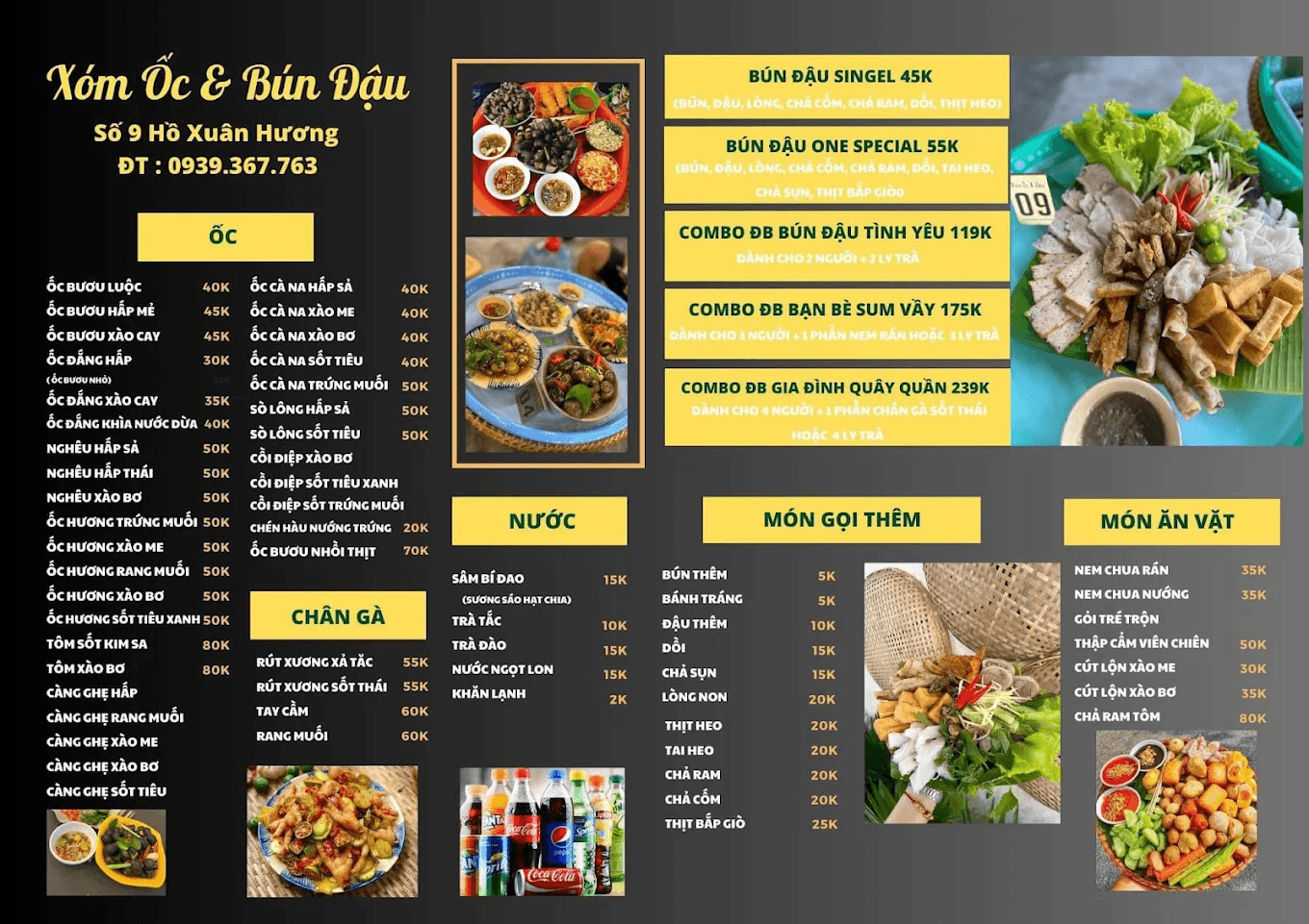 Quán nổi tiếng với thực đơn dân dã, đa dạng các món như bún đậu mắm tôm, cơm gia đình, phở trộn, bún nem chả... Đây là điểm đến lý tưởng để đổi vị sau nhiều bữa hải sản, giúp bạn thưởng thức món ăn Việt truyền thống chuẩn vị.