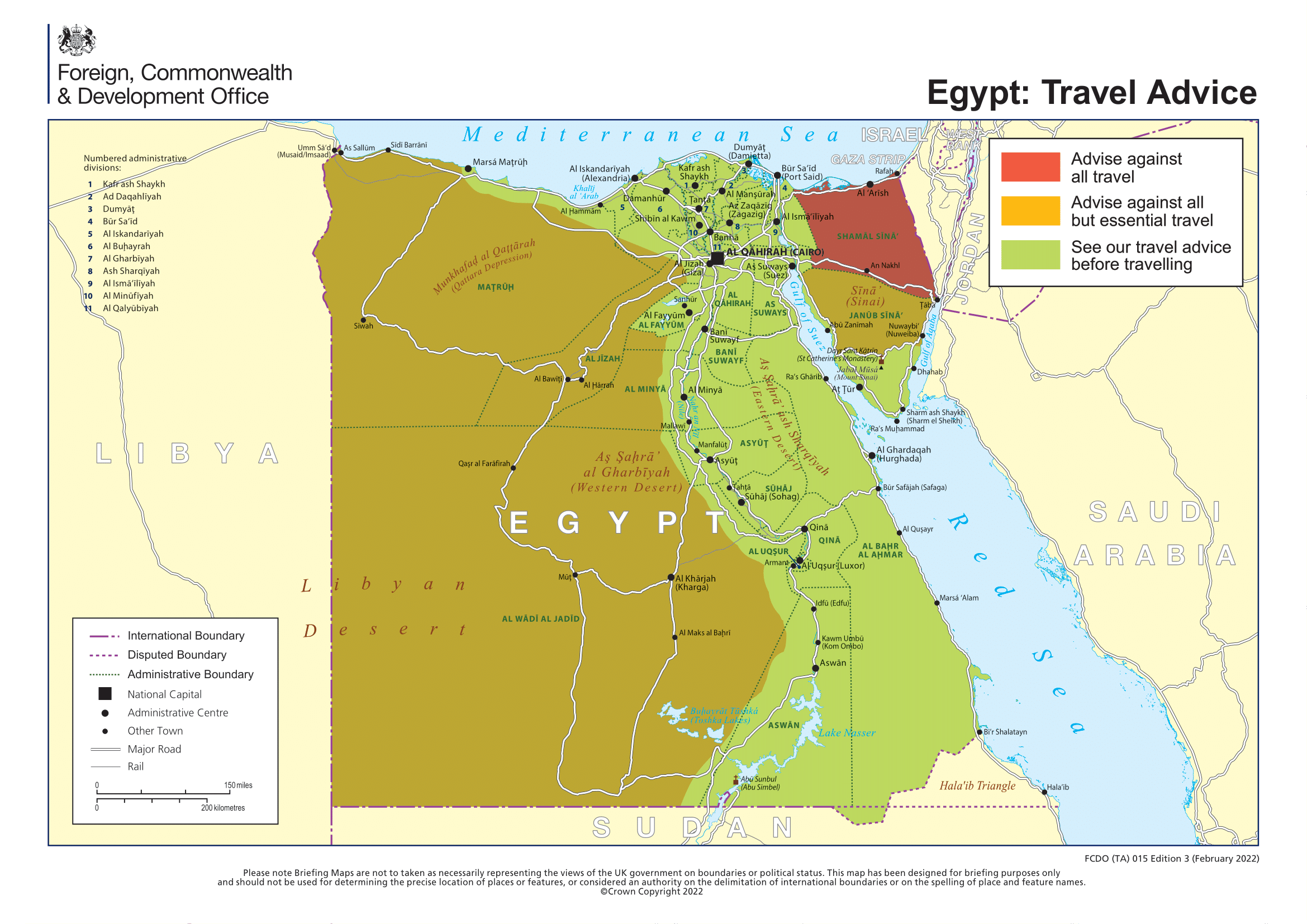 egypt travel advisory level