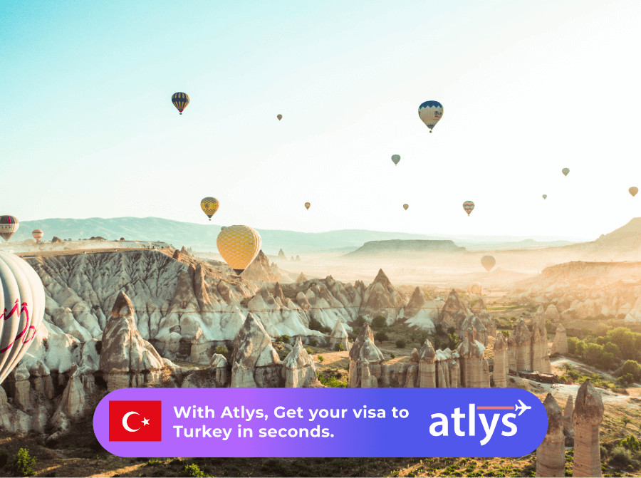 Hot air balloon over Turkey during a clear sky day