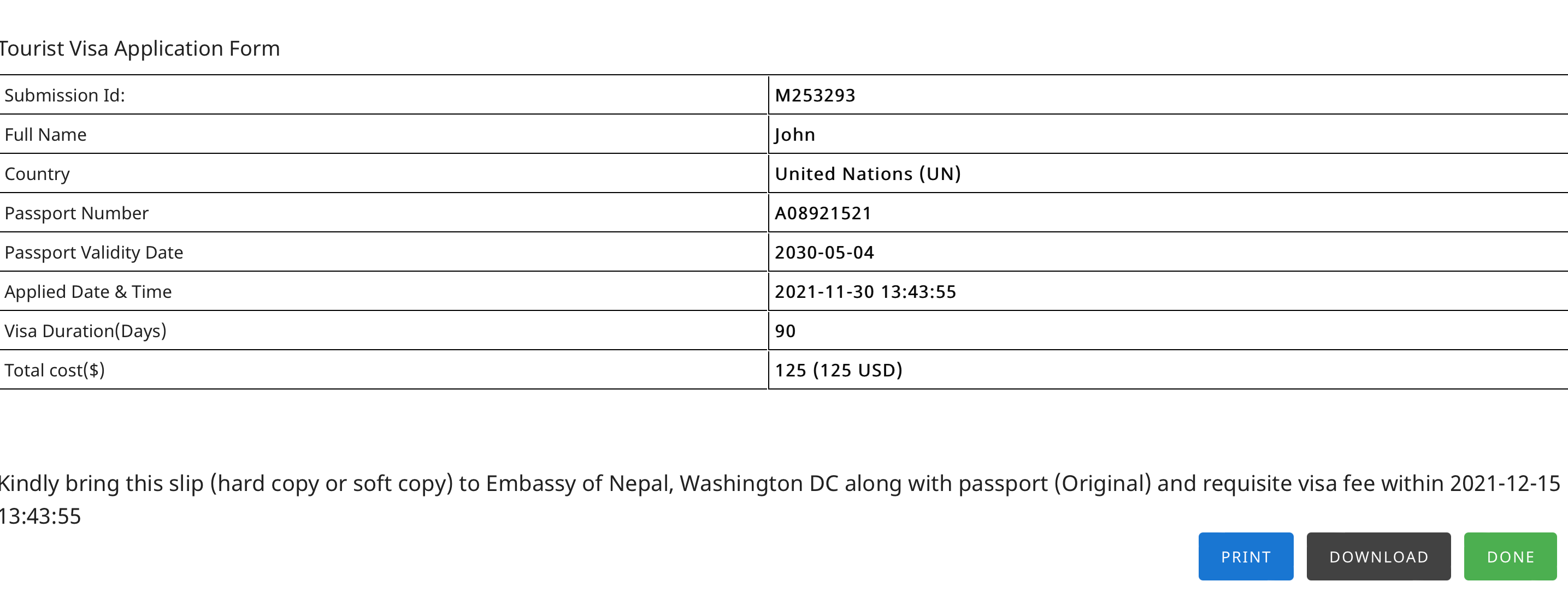 Screenshot Of Nepal Online form