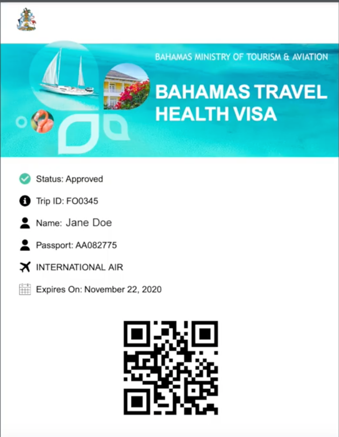 Bahamas Travel Health Visa