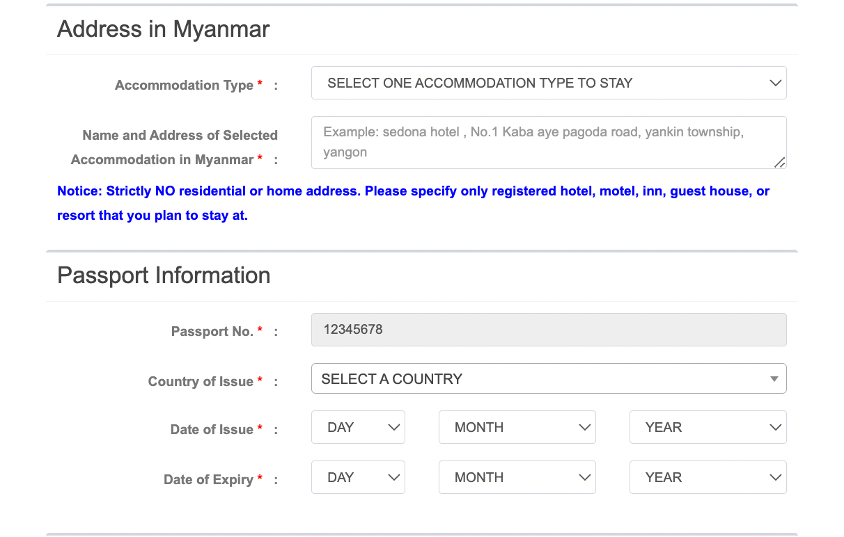 Online visa application for the Myanmar e visa