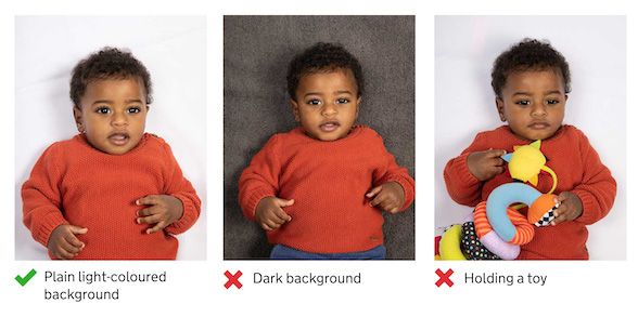 The correct way for a child to pose for a approved visa photo