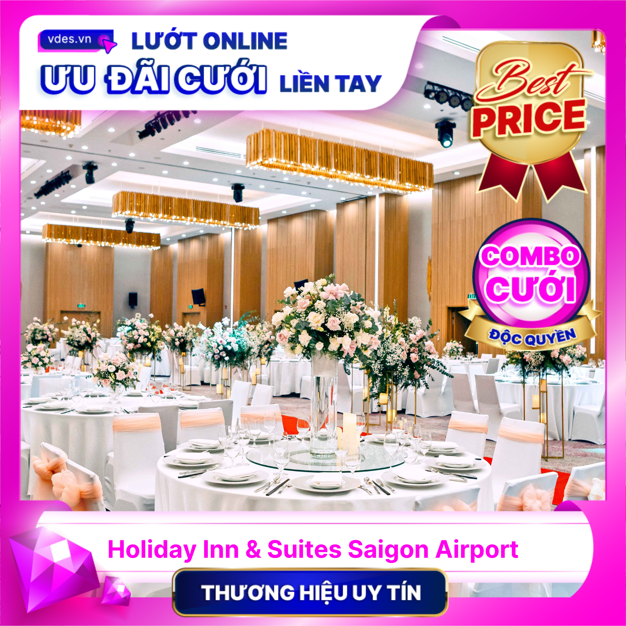 Holiday Inn & Suites Saigon Airport - Không gian sảnh tiệc sang trọng chuẩn 5 sao quốc tế