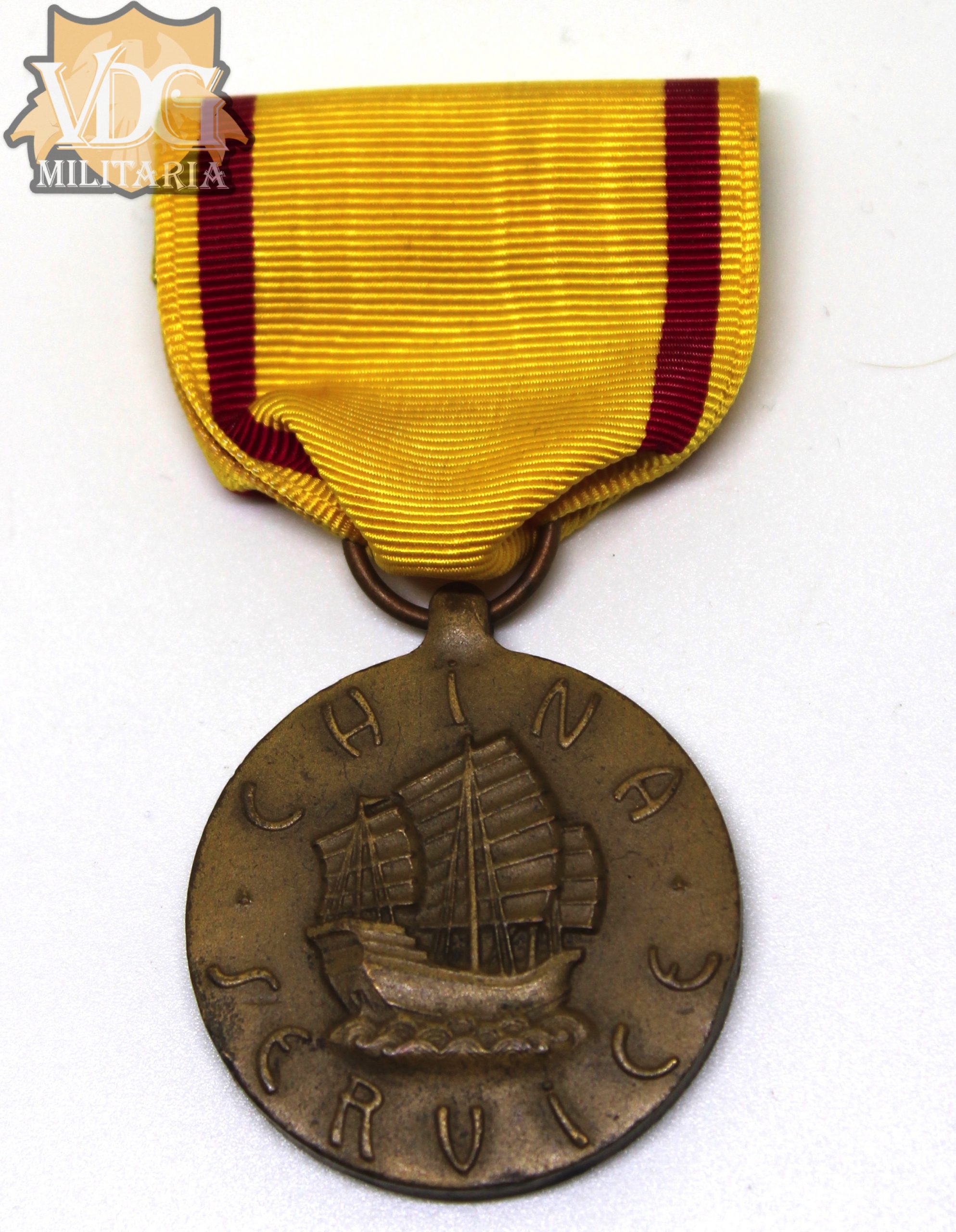 US Navy China Service Medal-Crimp Brooch