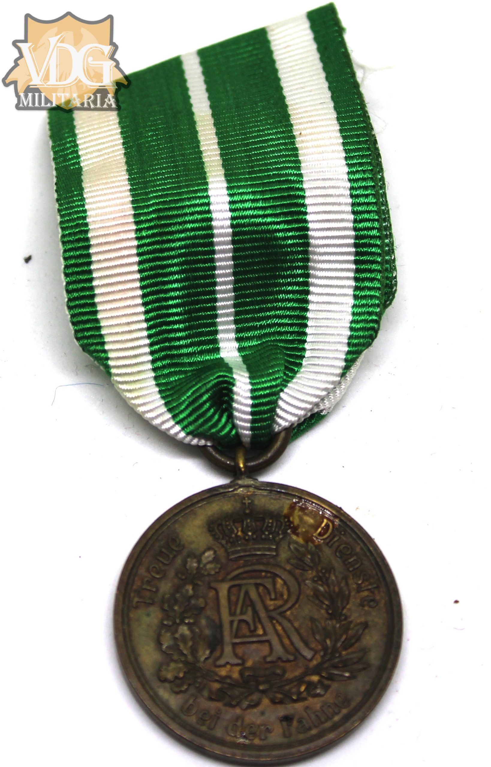 WW1 German Saxon Long Service Medal for NCOs II Class (12 Years Service, Replacement Ribbon)