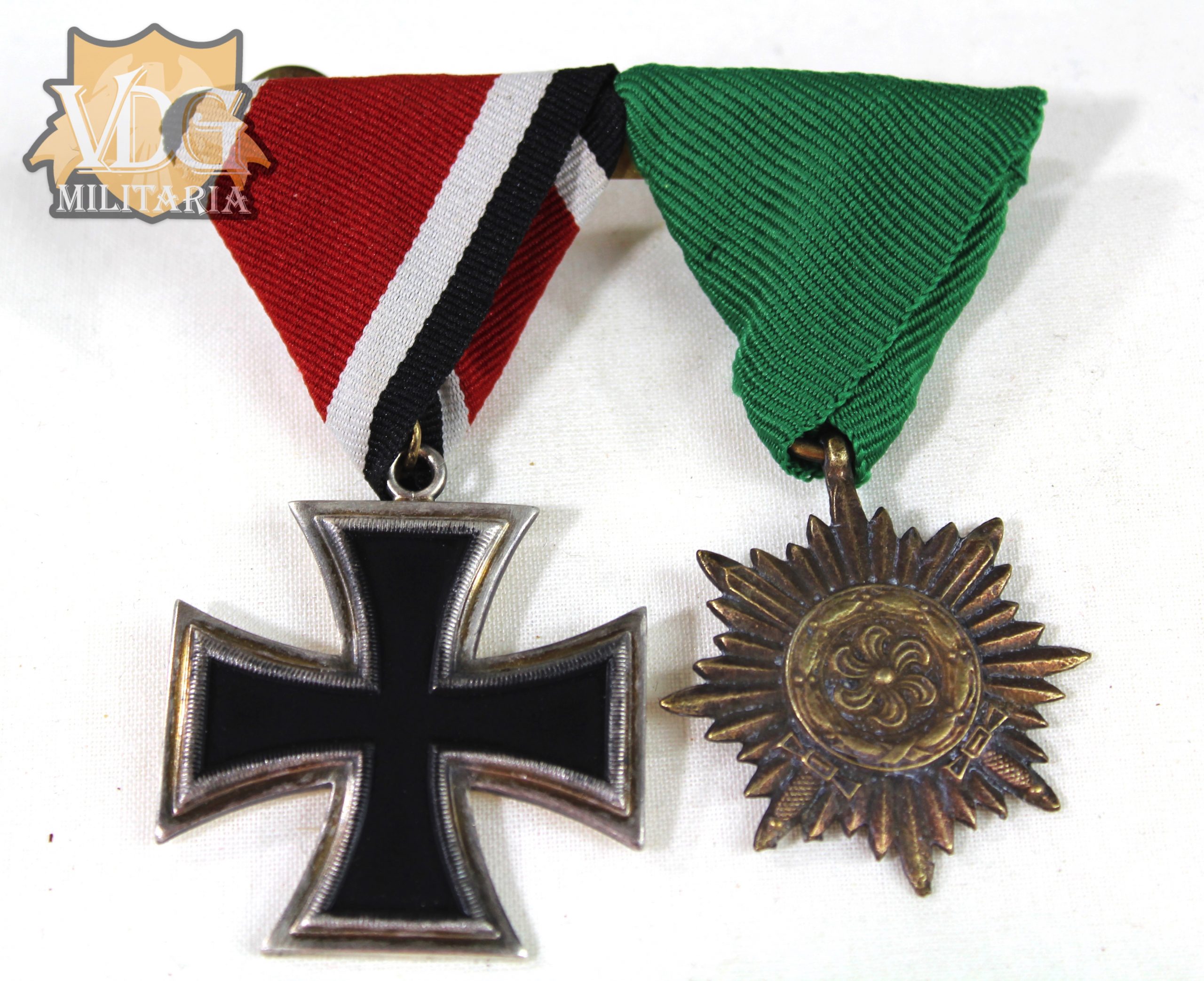 Post WW2 Mounted German Eastern Volunteer Trifold Medal Bar