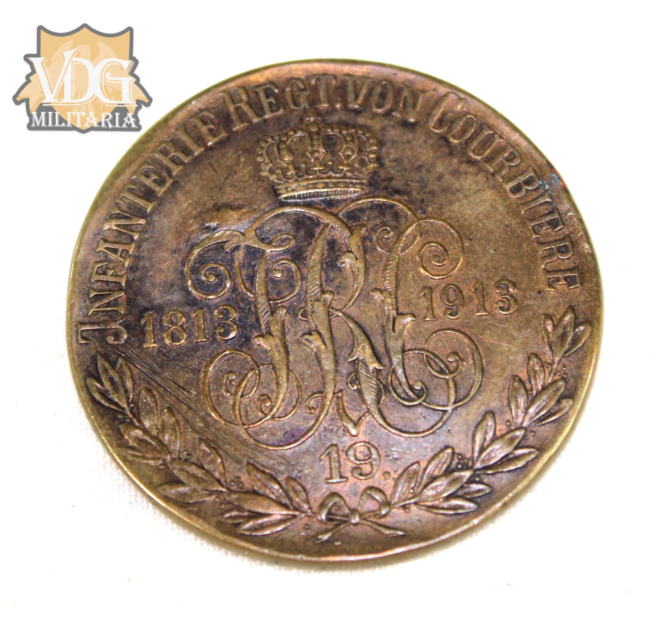 WW1 Era Prussian 100th Anniversary of the Napoleonic Wars Medal 1813-1913 3rd Infantry Regiment “von Courbière” Medal Coin - Image 7