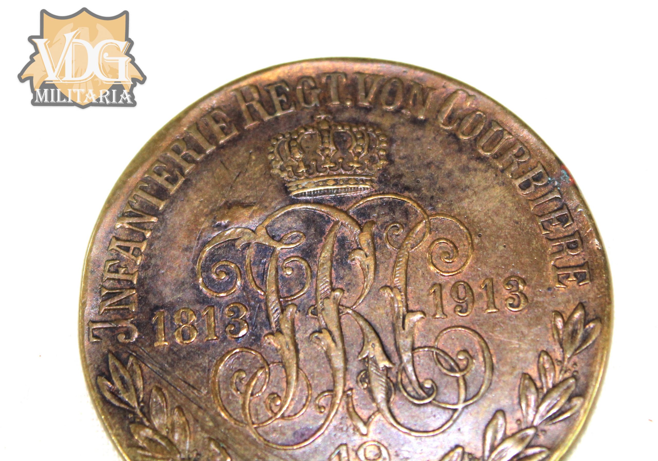 WW1 Era Prussian 100th Anniversary of the Napoleonic Wars Medal 1813-1913 3rd Infantry Regiment “von Courbière” Medal Coin - Image 4