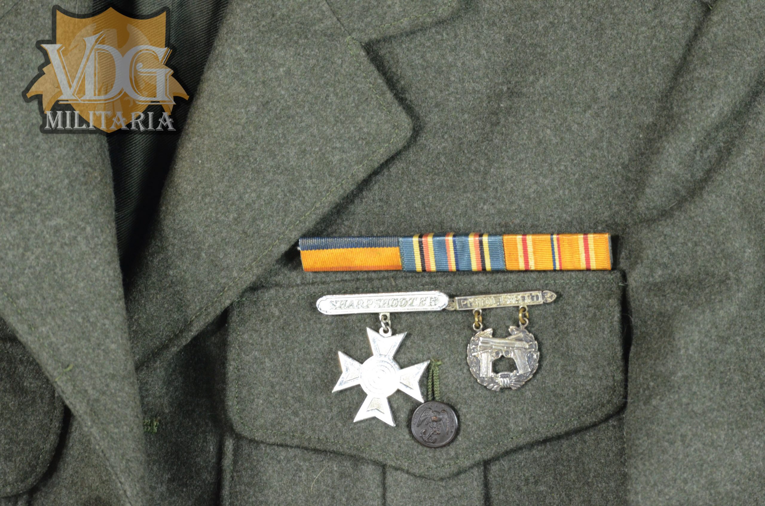 WW2 USMC Blooded 1st Guadalcanal Patched Dress Jacket with Awards - Image 3