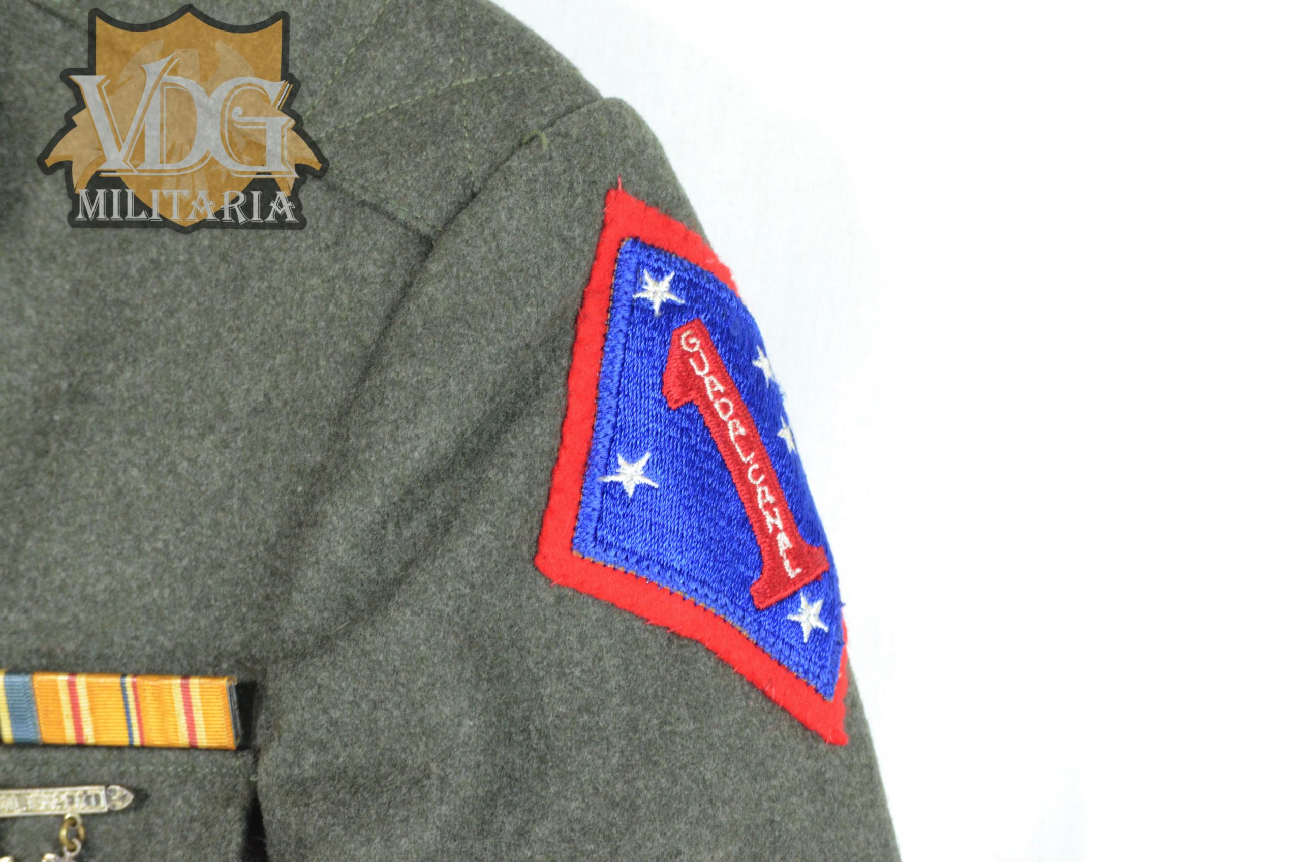 WW2 USMC Blooded 1st Guadalcanal Patched Dress Jacket with Awards - Image 4