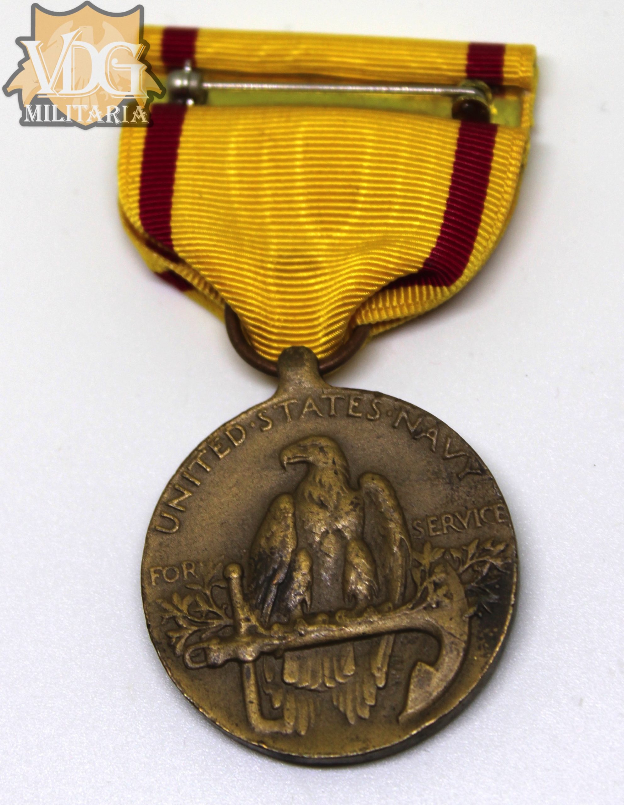 US Navy China Service Medal-Crimp Brooch - Image 3