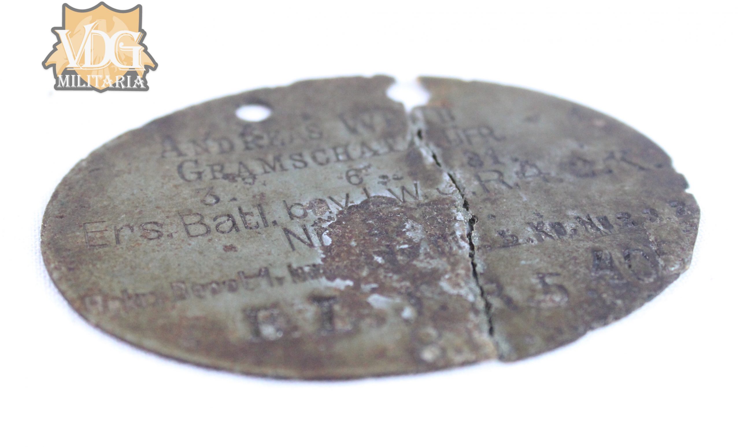 WW1 German Relic Cracked Dogtag-Andreas Werb