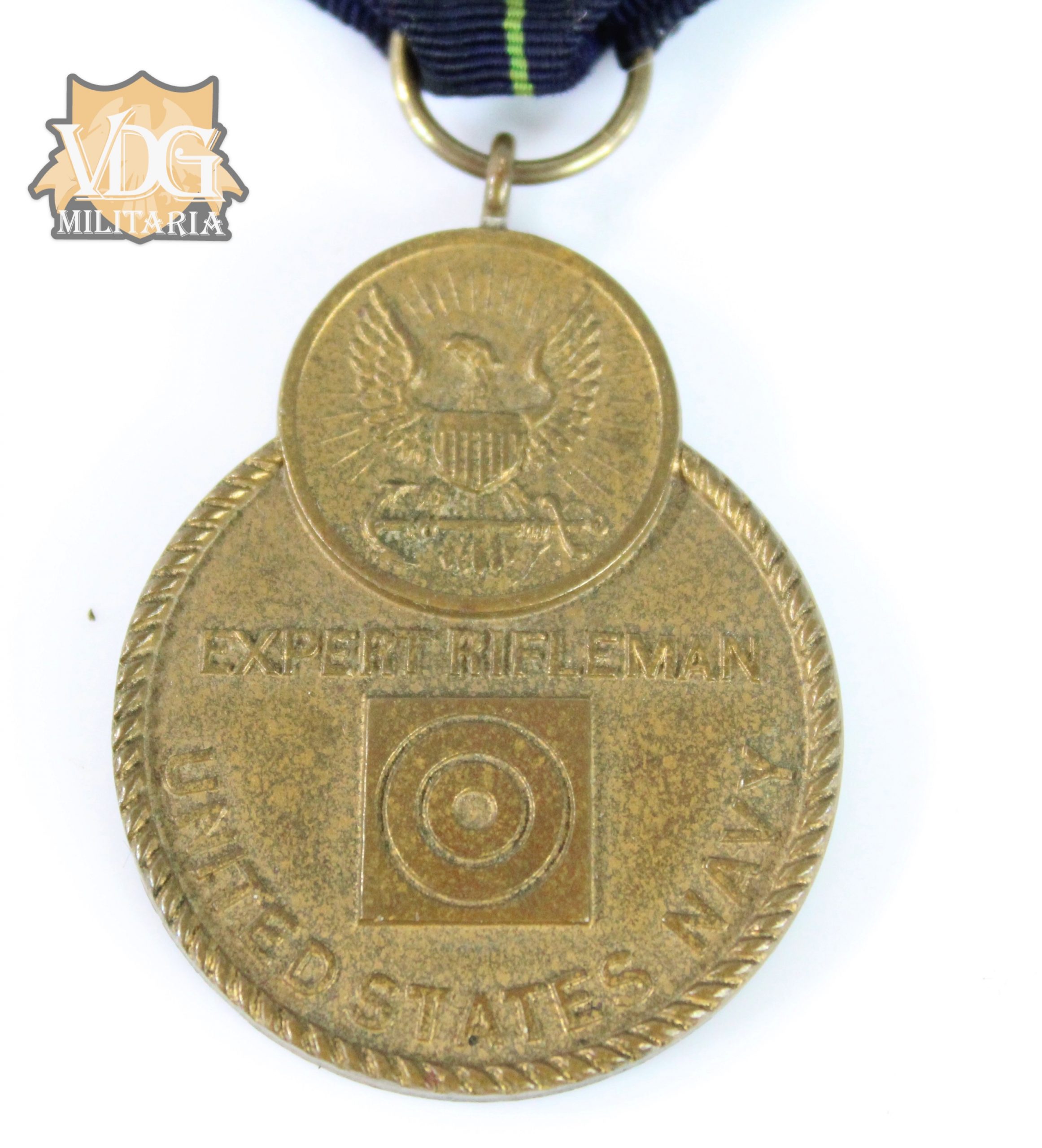 WW2 Era US Navy Expert Rifleman Marksman Medal-Slot Brooch - Image 2