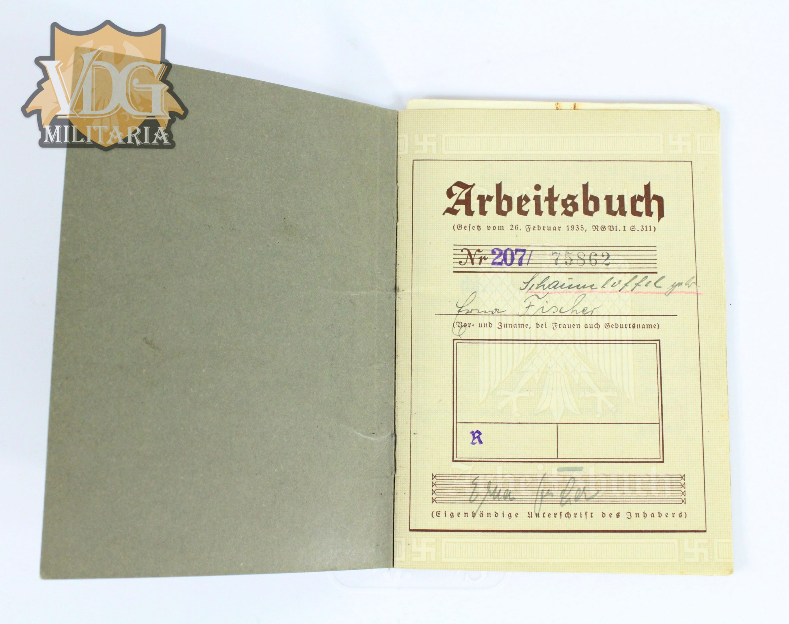 WW2 German Deutches Reich Arbeitsbuch 1936 - Image 4