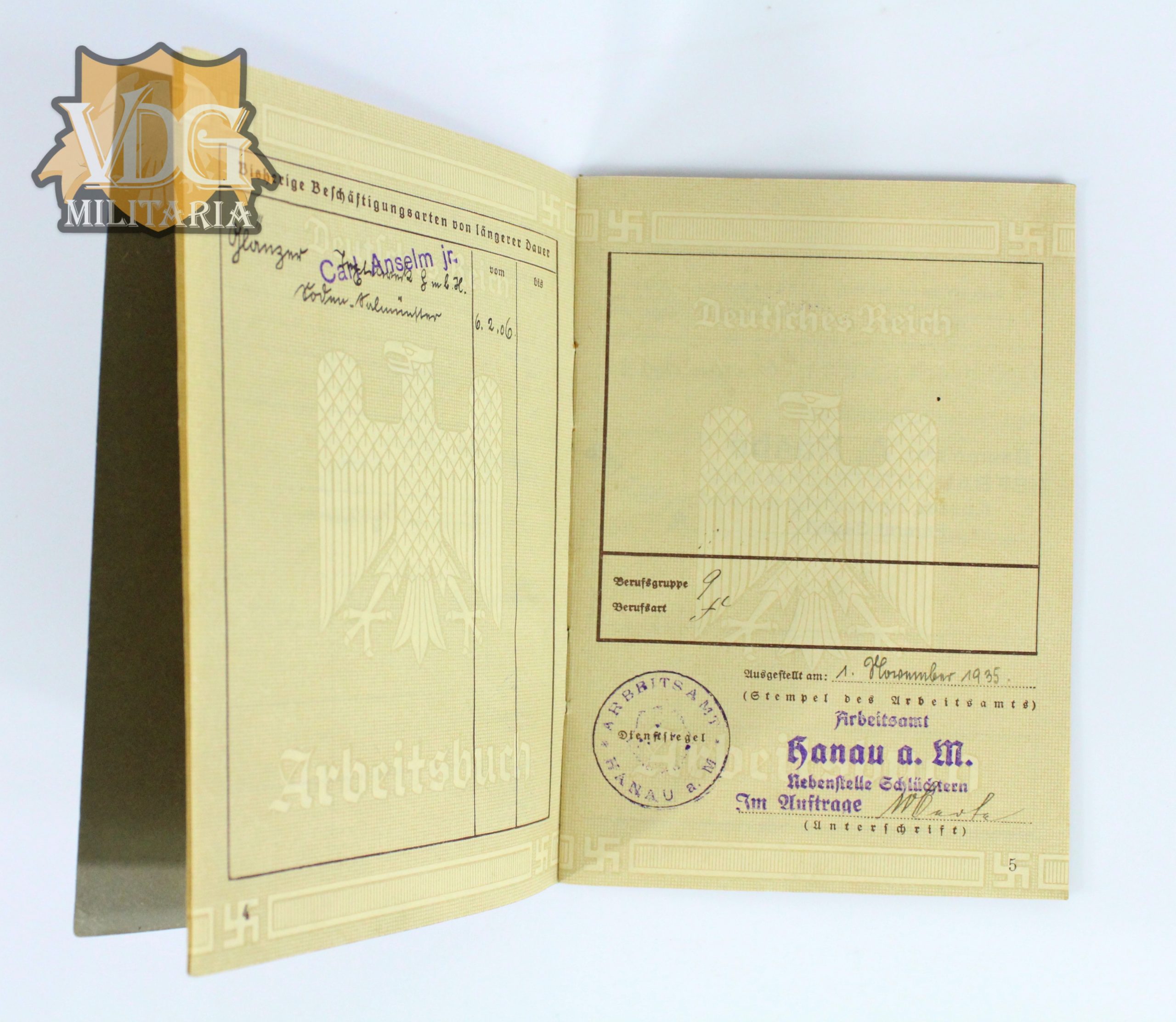 WW2 German Deutsches Reich Arbeitsbuch with Extras-1935 - Image 3