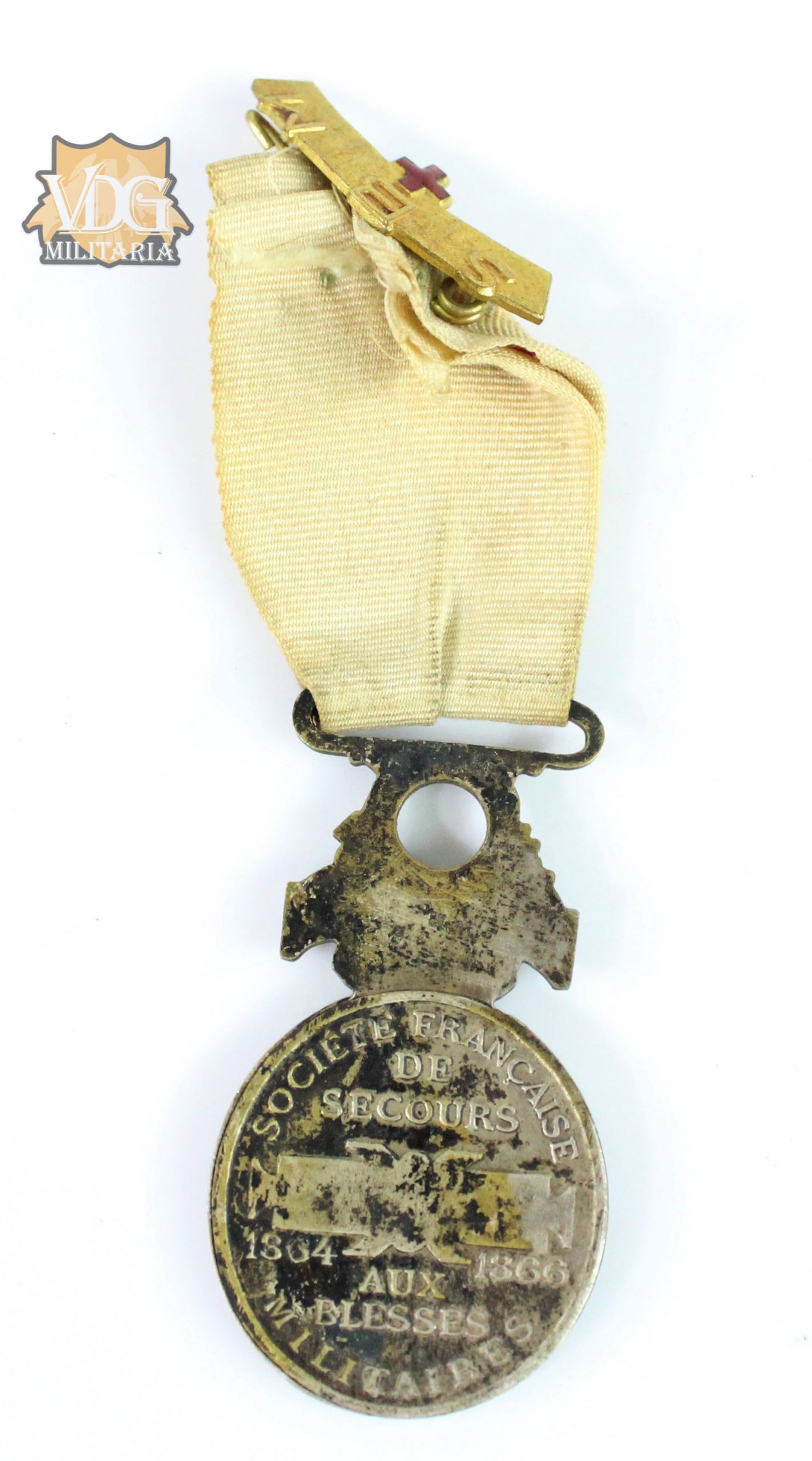 19th Century French Society for the Aid of Wounded Military 1864–1866 Medal - Image 2