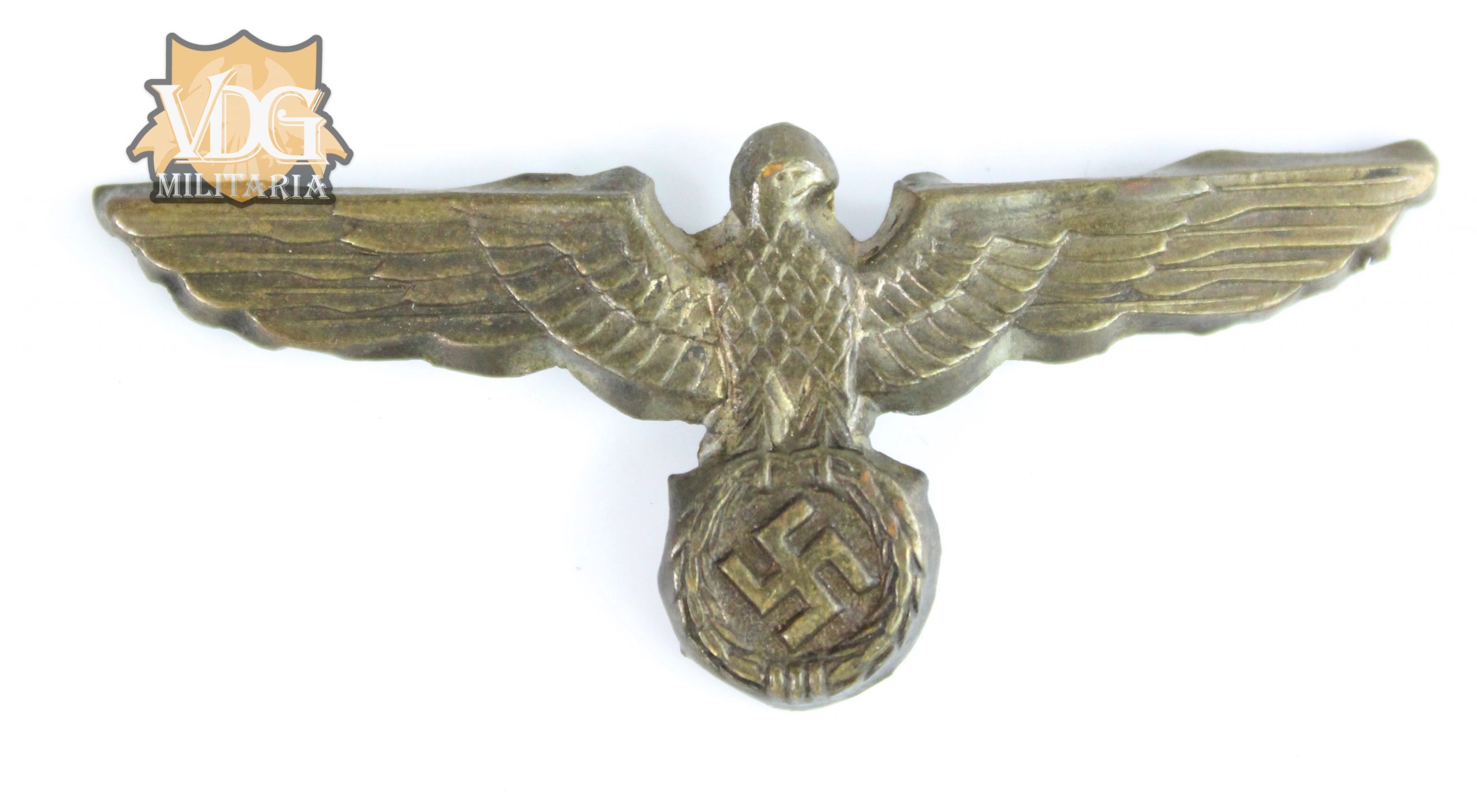 WW2 German Early Heer Metal Visor Eagle - Image 2