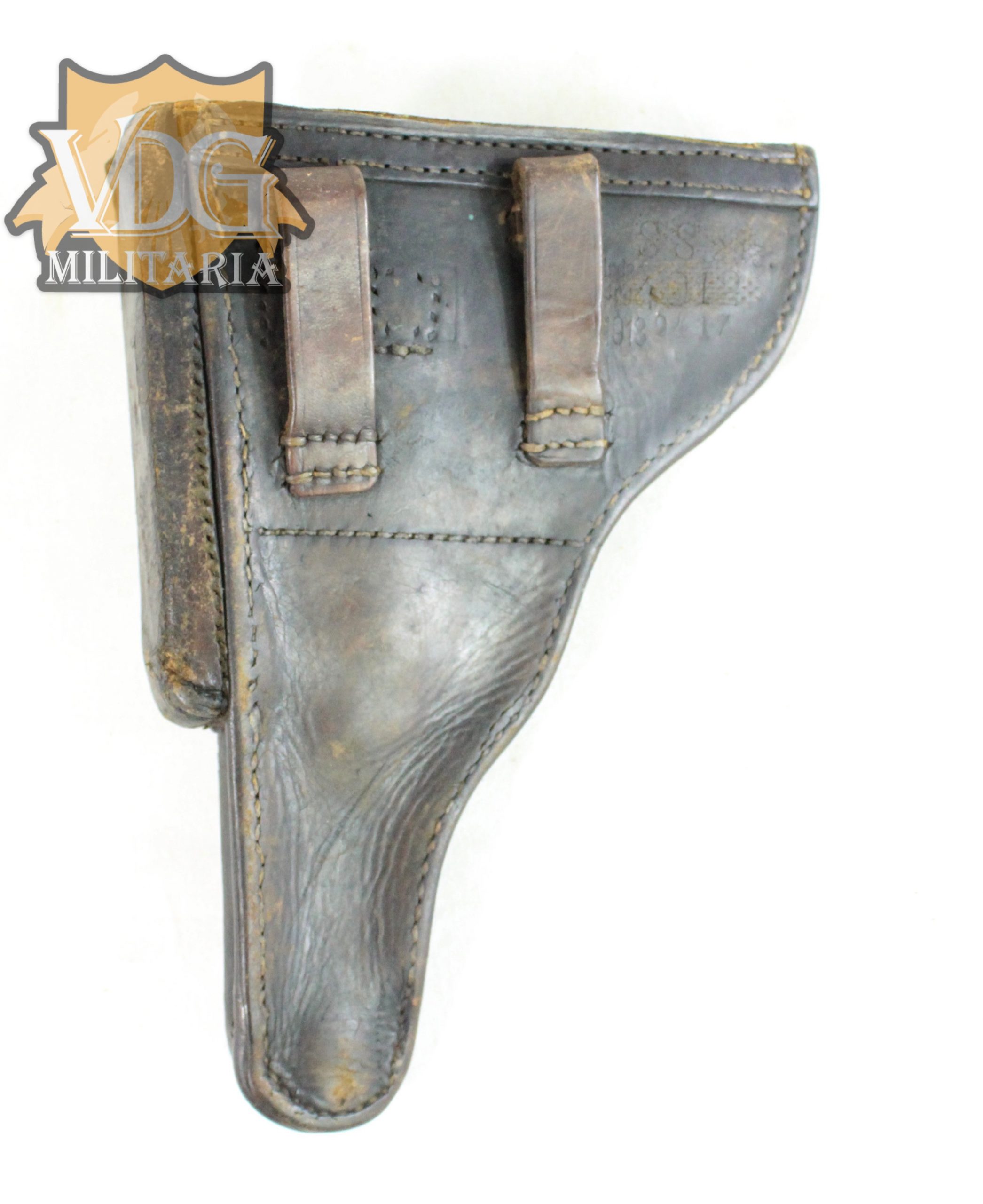 WW1 German Luger P08 Holster Black Leather 1918 Sanitäts-Staffel 298 Marked - Image 3