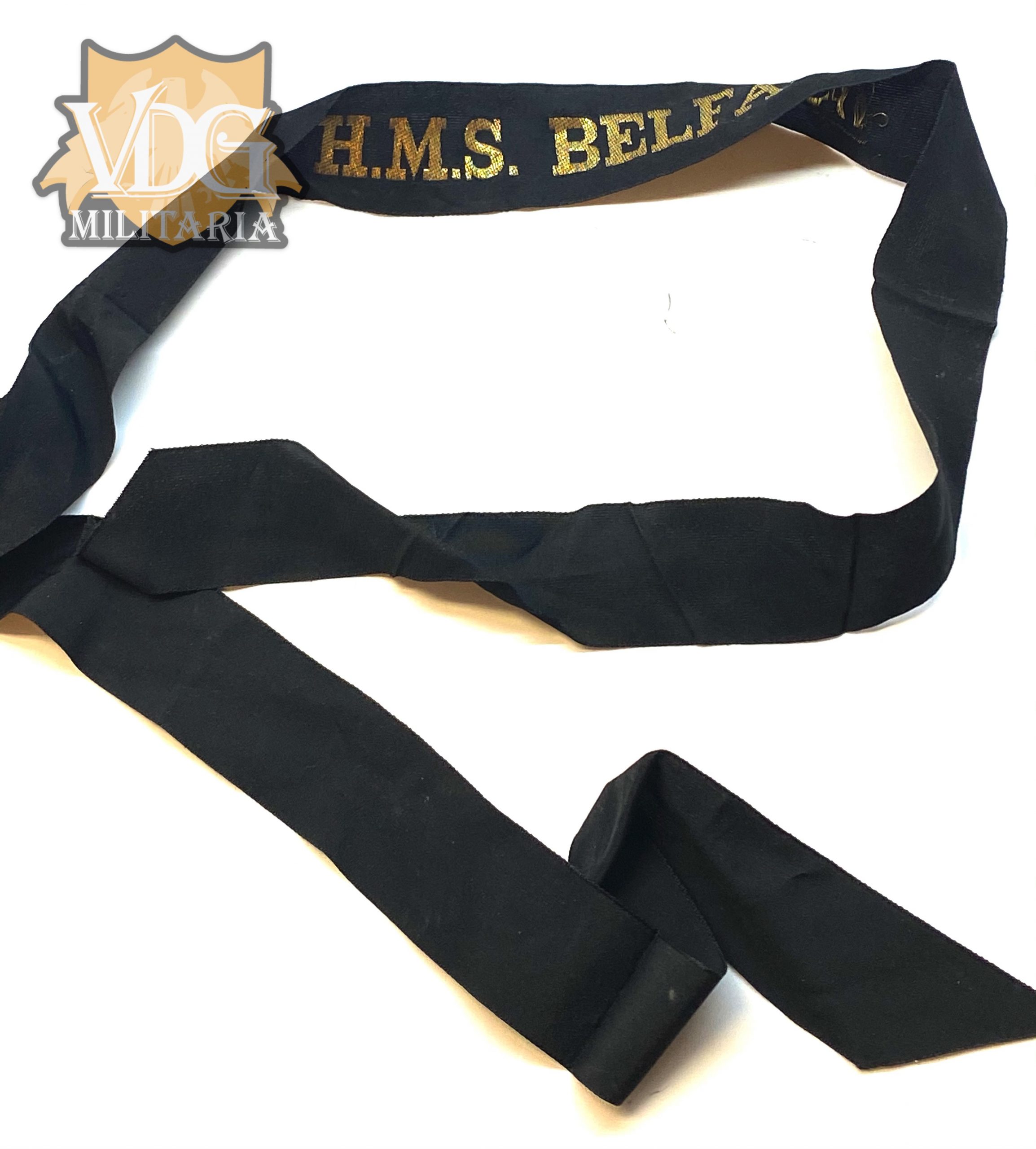 WW2 Era British H.M.S Belfast Naval Hat Tally
