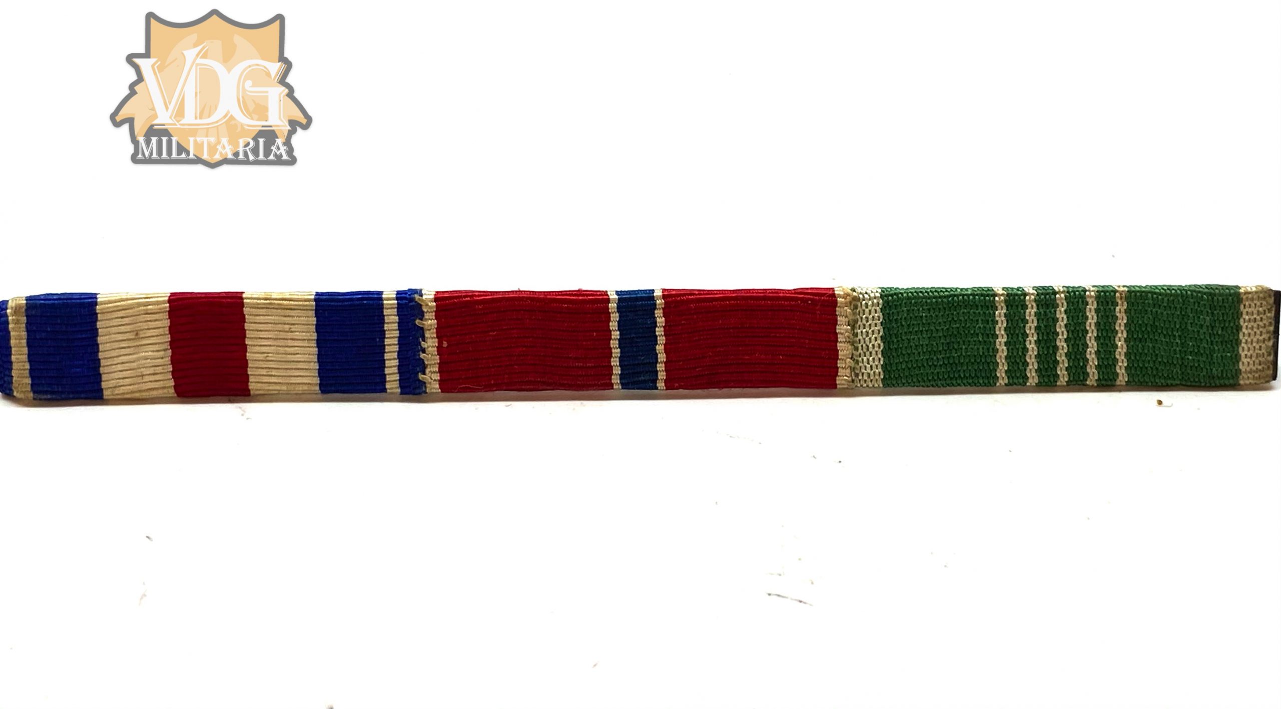 WW2 US Sewn Clutch-back Ribbon Bar-Silver Star, Bronze Star & Commendation Medal
