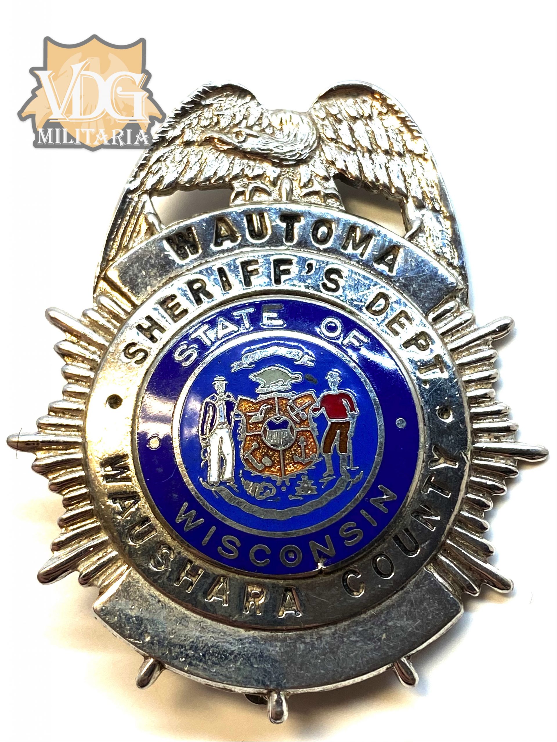 Obsolete Wautoma Sheriff's Dept. Waushara County Wisconsin Badge