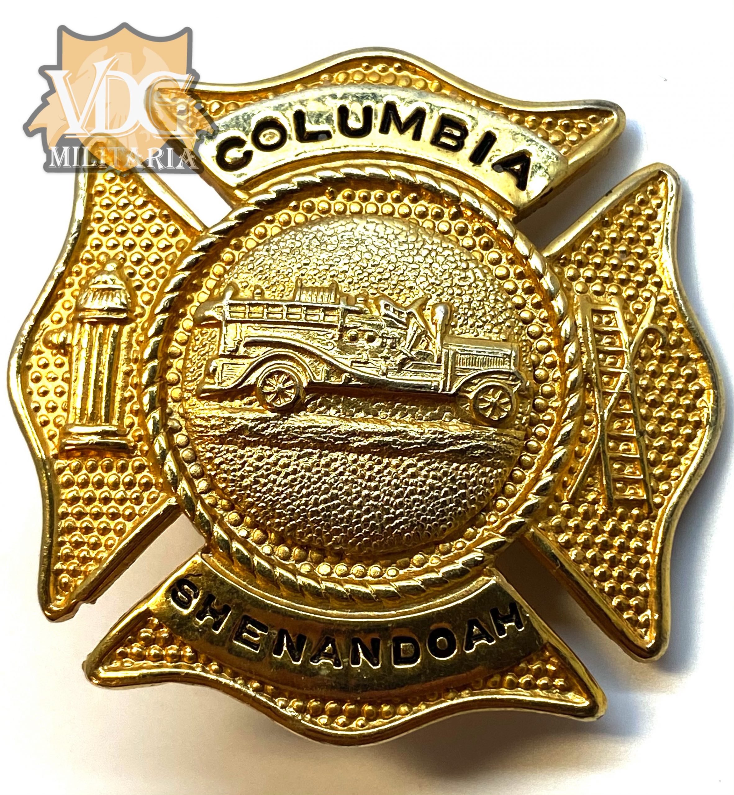 Obsolete Columbia Shenandoah Fire FD Gold Badge